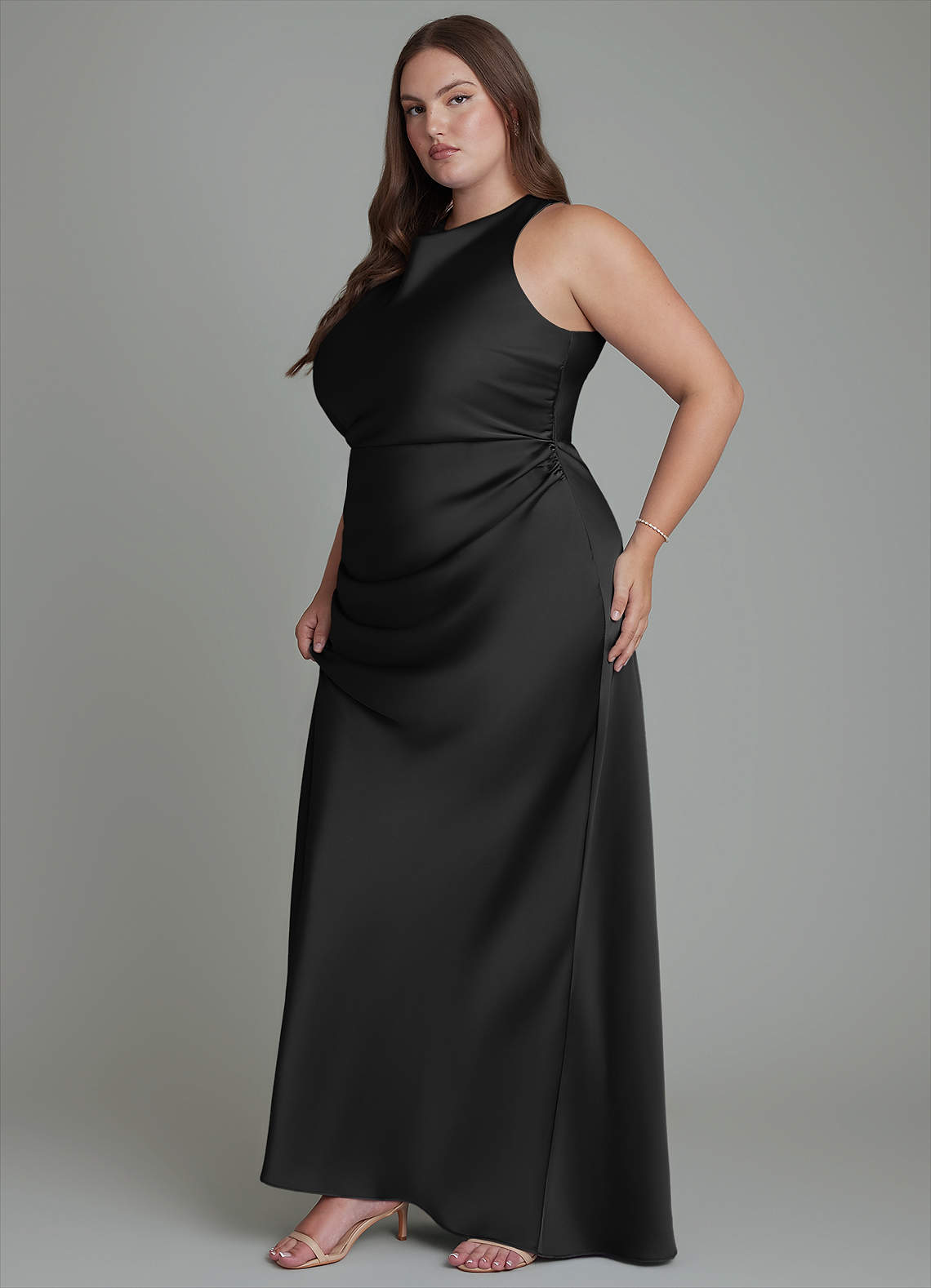 black lace trim satin mini dress Noir Strapless LARGE / Color:Black Floral Style with strappy heels spring23 Backless Wedding Dresses Designed
