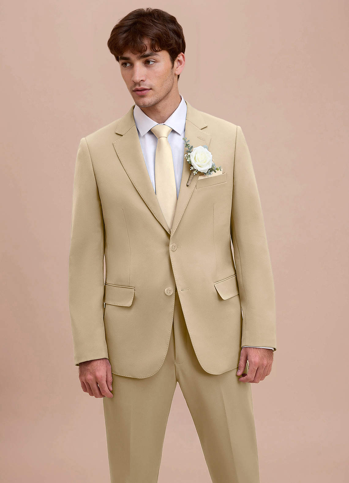 front Ethan Champagne Refined Weave Performance Suit