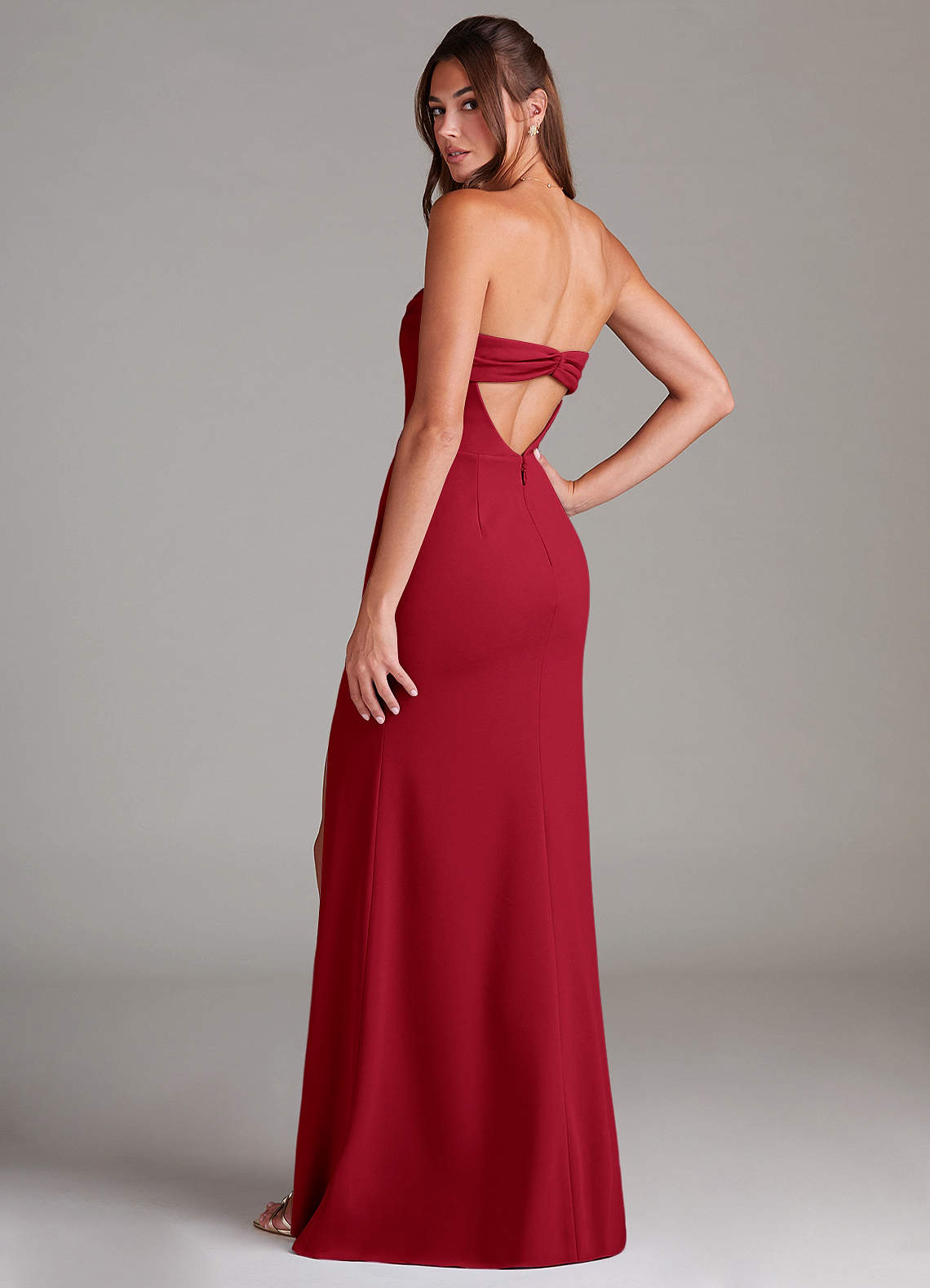 long red dress convertible red silk strapless dress Silk Faille Strapless Column Gown with Bow Convertible Skirt 2 / Blush