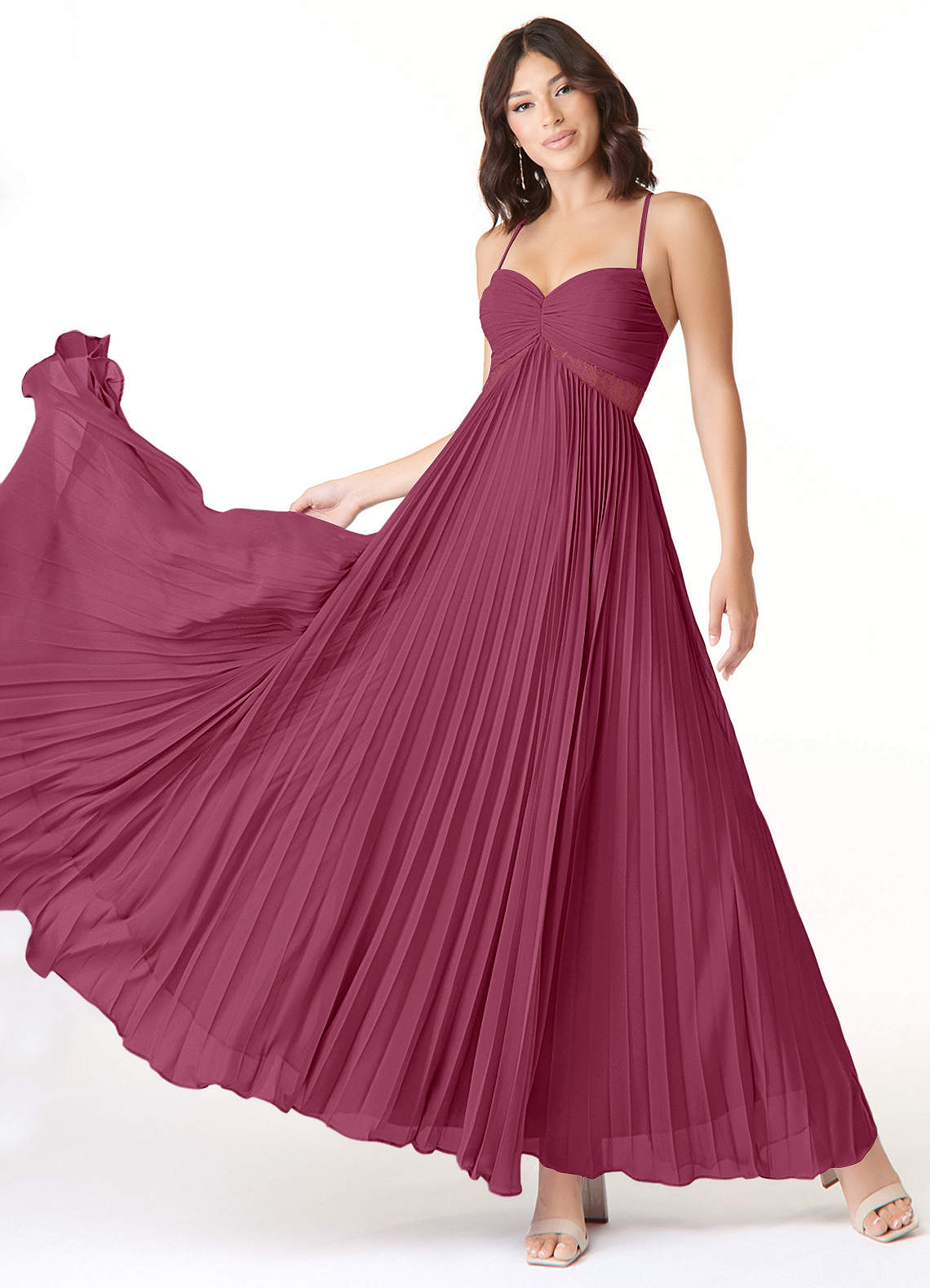 Azazie Devyn At-home Try On Dresses Frost A-Line Corset Chiffon Dress image1