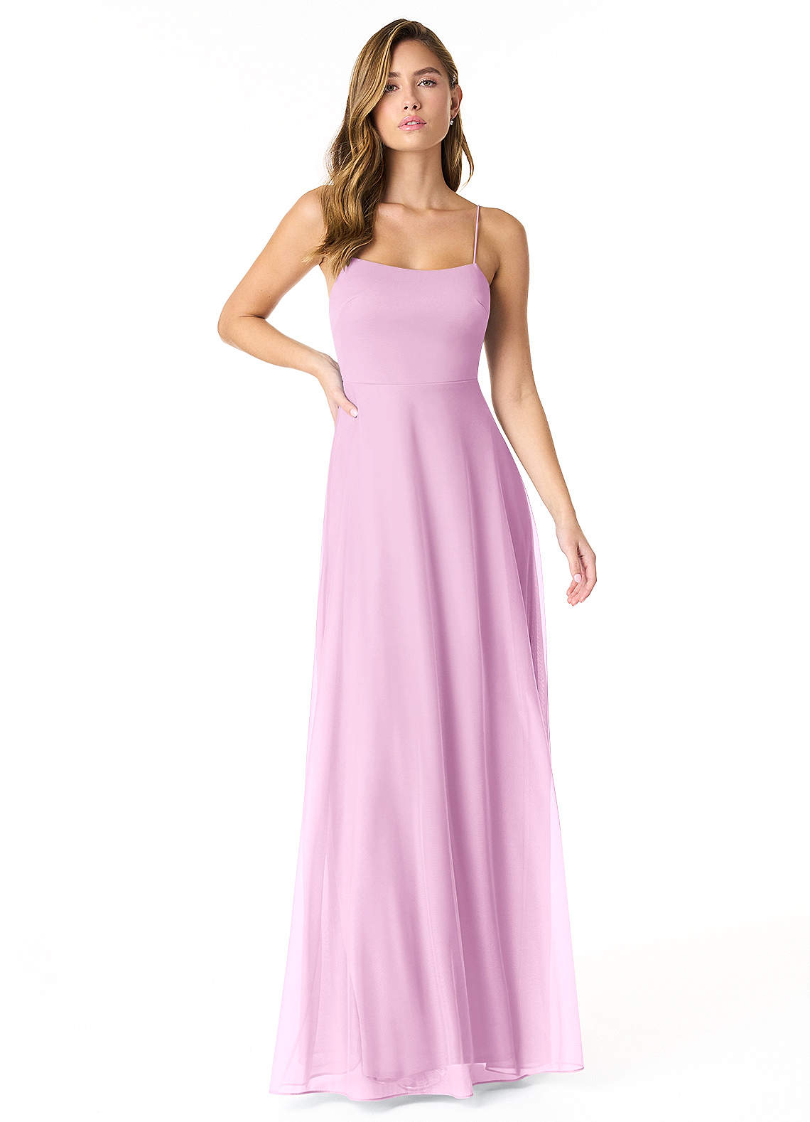 Azazie Rae Bridesmaid Dresses Candy Pink A-Line Bow Mesh Dress image1