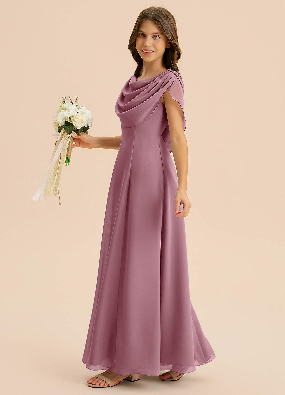 フィヨーレカラー Azazie Lambie Junior Bridesmaid Dress in Vintage Mauve | Azazie