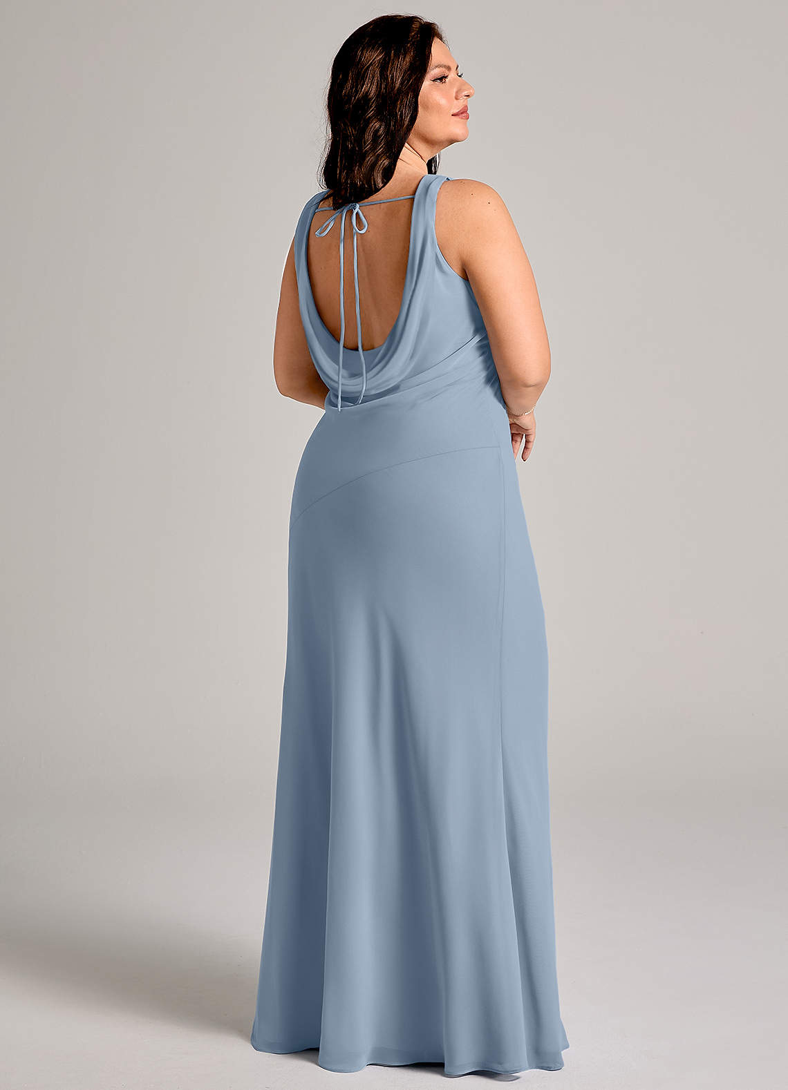 Azazie Rylina Bridesmaid Dresses Dusty Blue Mermaid Pleated Chiffon Dress image7