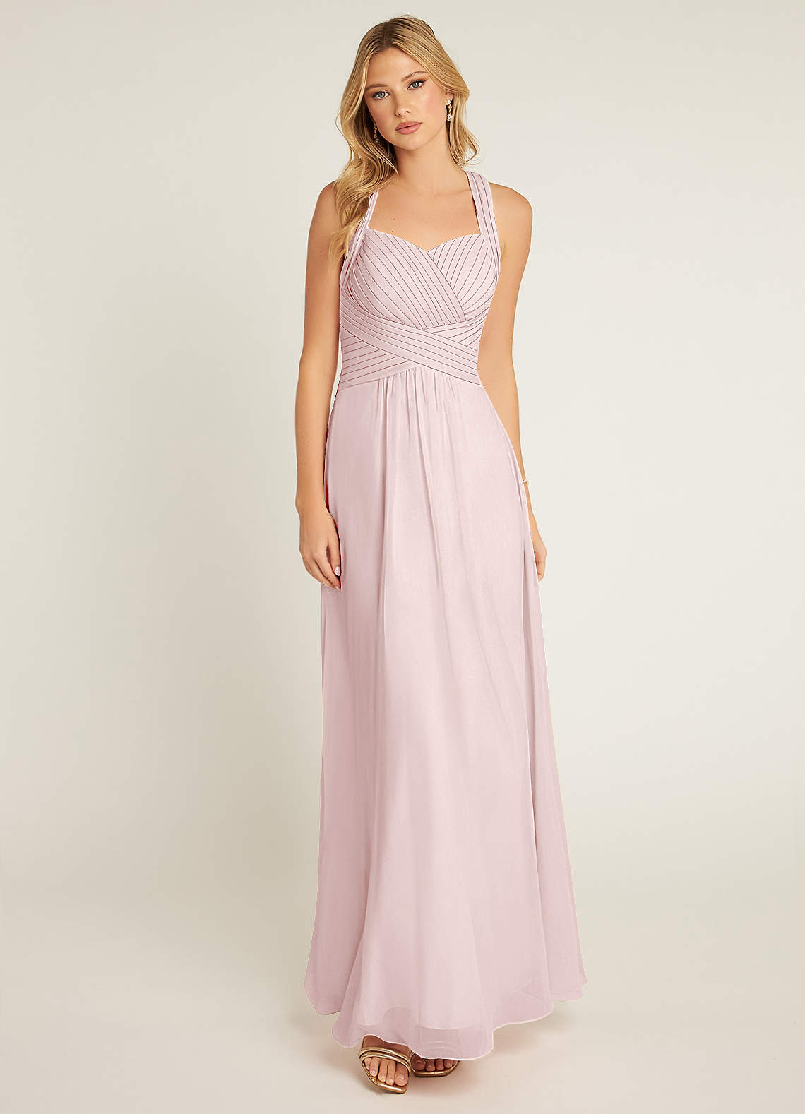 Azazie Claudia Bridesmaid Dresses Blushing Pink A-Line Sweetheart Neckline Chiffon Dress image1
