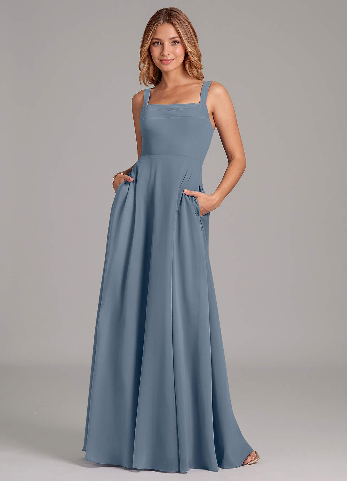 Azazie Shaude Bridesmaid Dresses Twilight A-Line Pleated Chiffon Dress image1