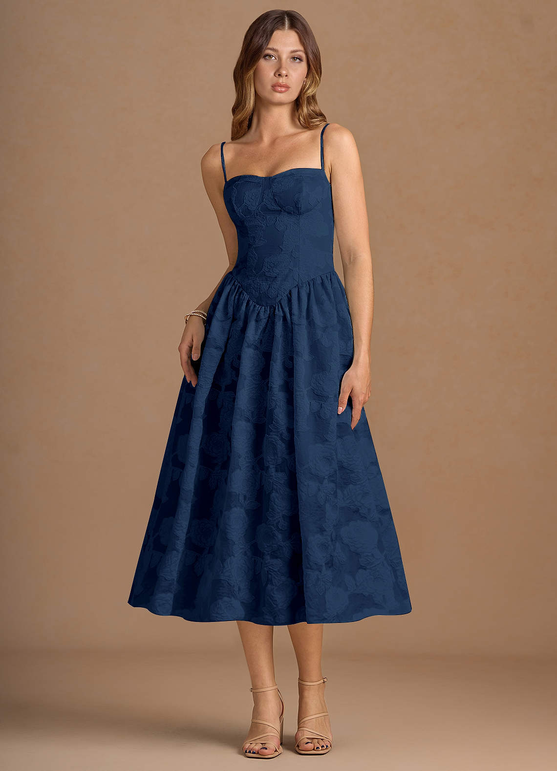 Celestine Dark Navy Midi Dress Ready to Ship | Azazie