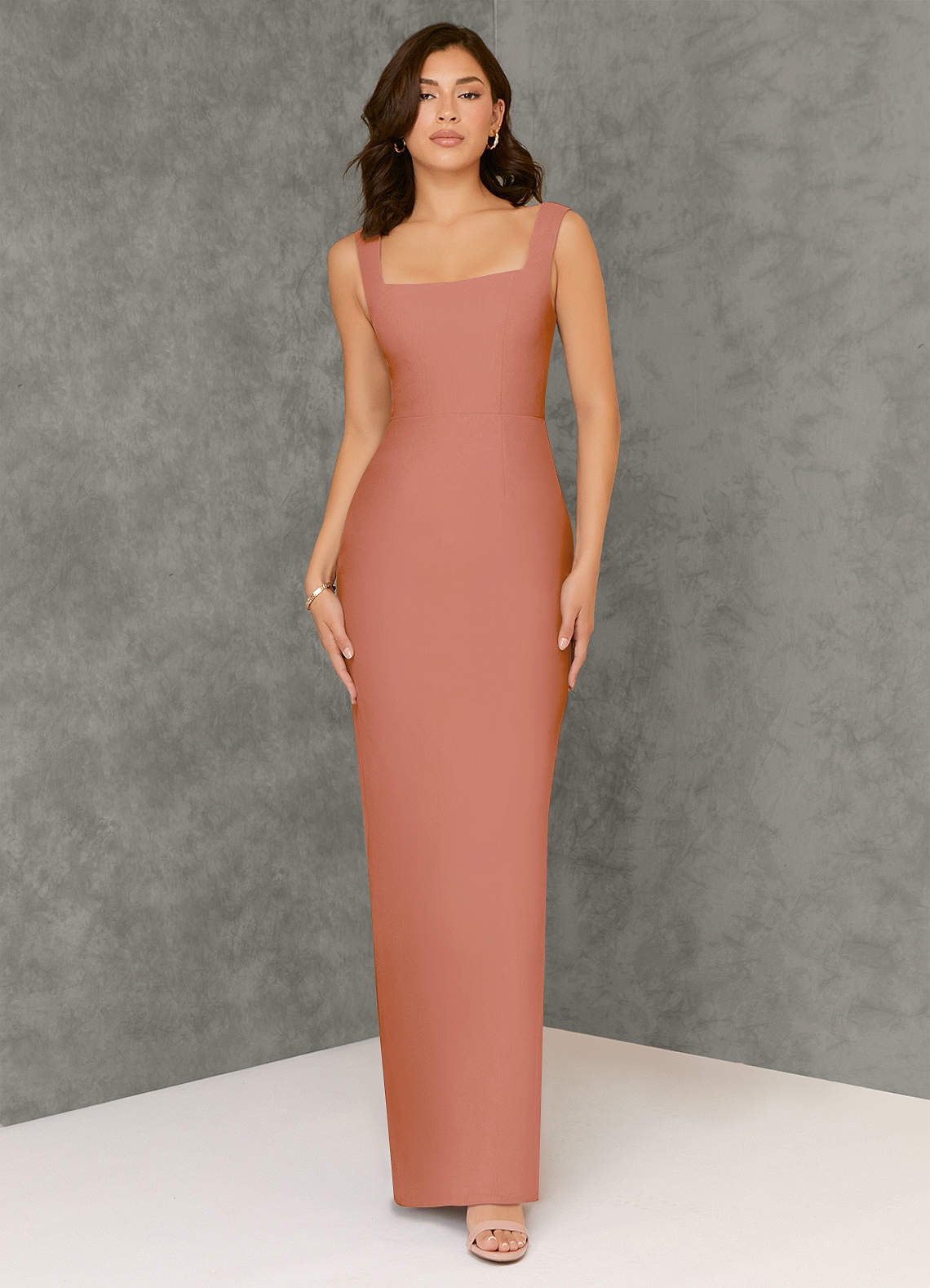 Azazie Flori Bridesmaid Dresses MAI TAI Sheath Square Neckline Chiffon Dress image1