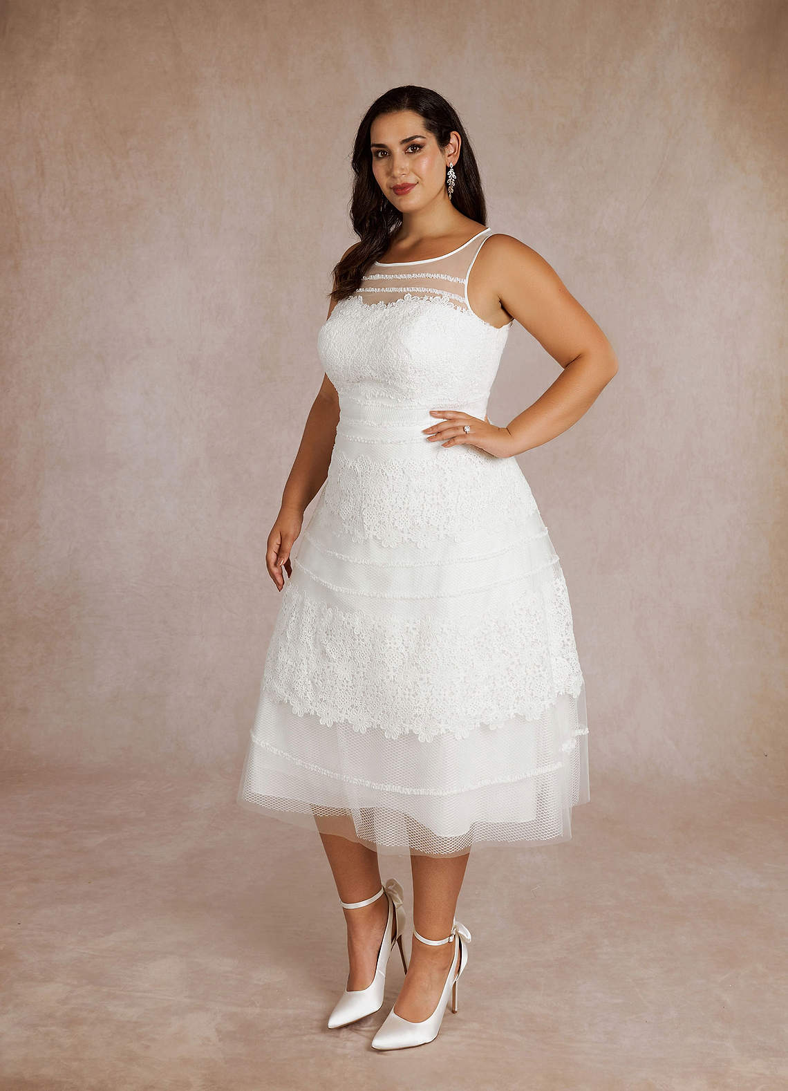 Azazie Azul Wedding Dresses Diamond White A-Line Sweetheart Lace Tulle Dress image12