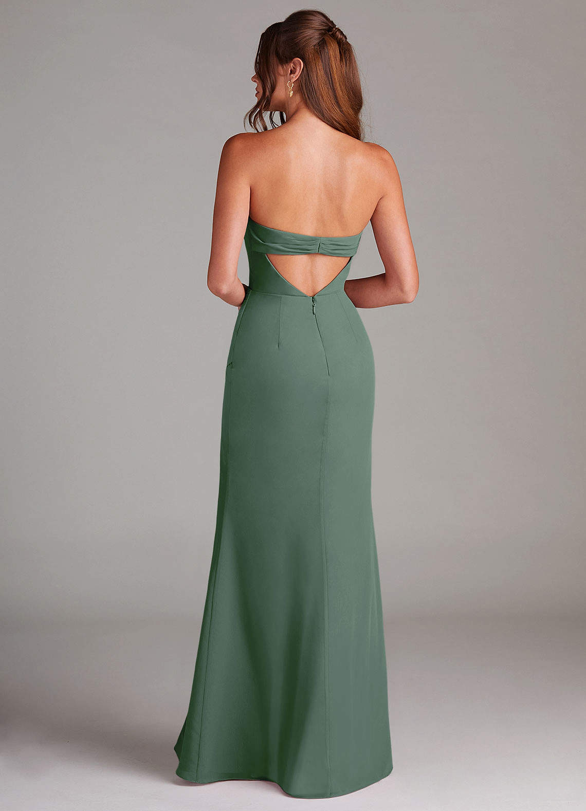 Azazie Leonis Bridesmaid Dresses Eucalyptus Sheath Strapless Chiffon Convertible Dress image4