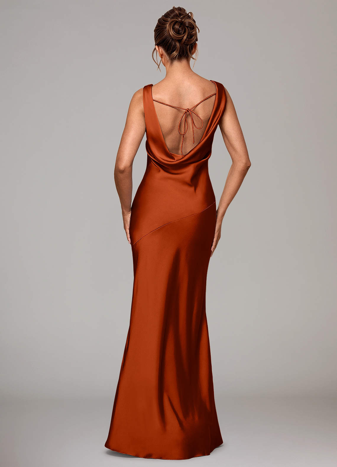 Azazie Rylina Bridesmaid Dresses Paprika Mermaid Stretch Satin Dress image4