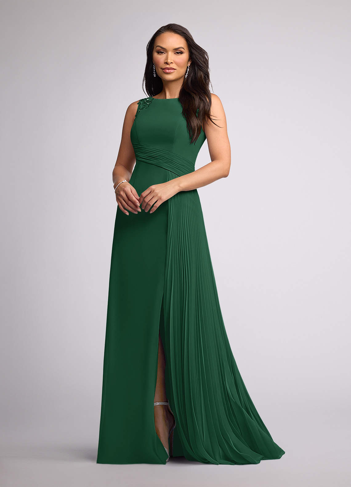 Azazie Galvan Mother of the Bride Dresses Dark Green A-Line Sequins Chiffon Dress image1