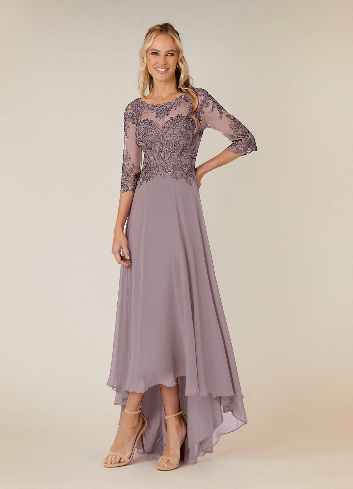 Azazie Monza Mother of the Bride Dresses Dusk A-Line Lace Chiffon Dress image1