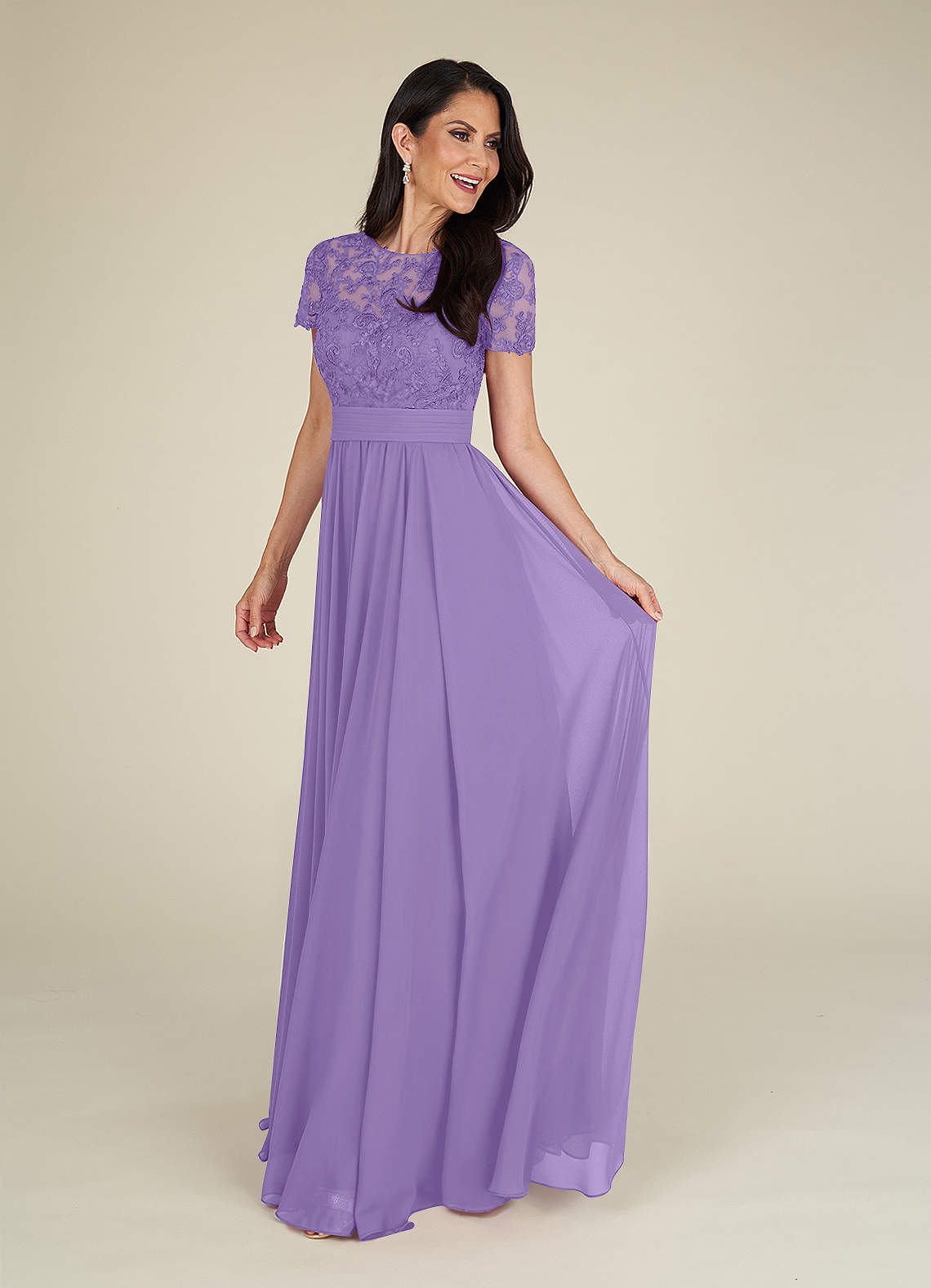 Azazie Annette Mother of the Bride Dresses Tahiti A-Line Lace Chiffon Dress image1