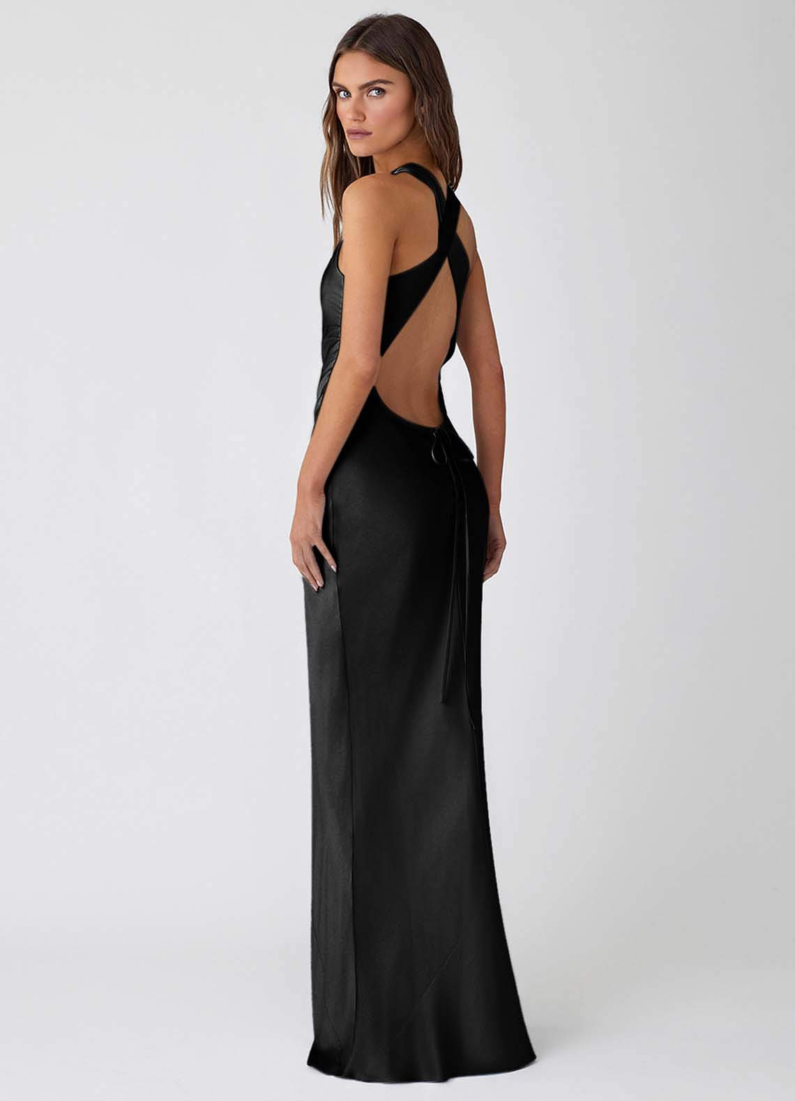 silk slit dress Casual Silk Boho Wedding Dress with Side Slit main image 0