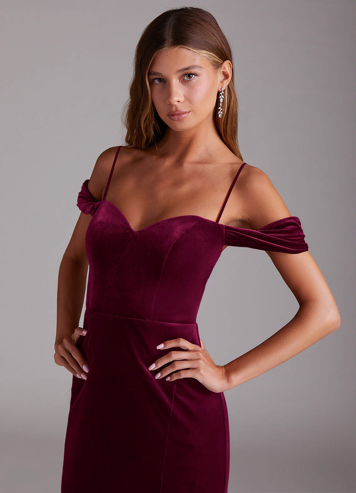 princess polly baby blue dress Azazie Cabernet dress, v-neck, with tulle skirt,