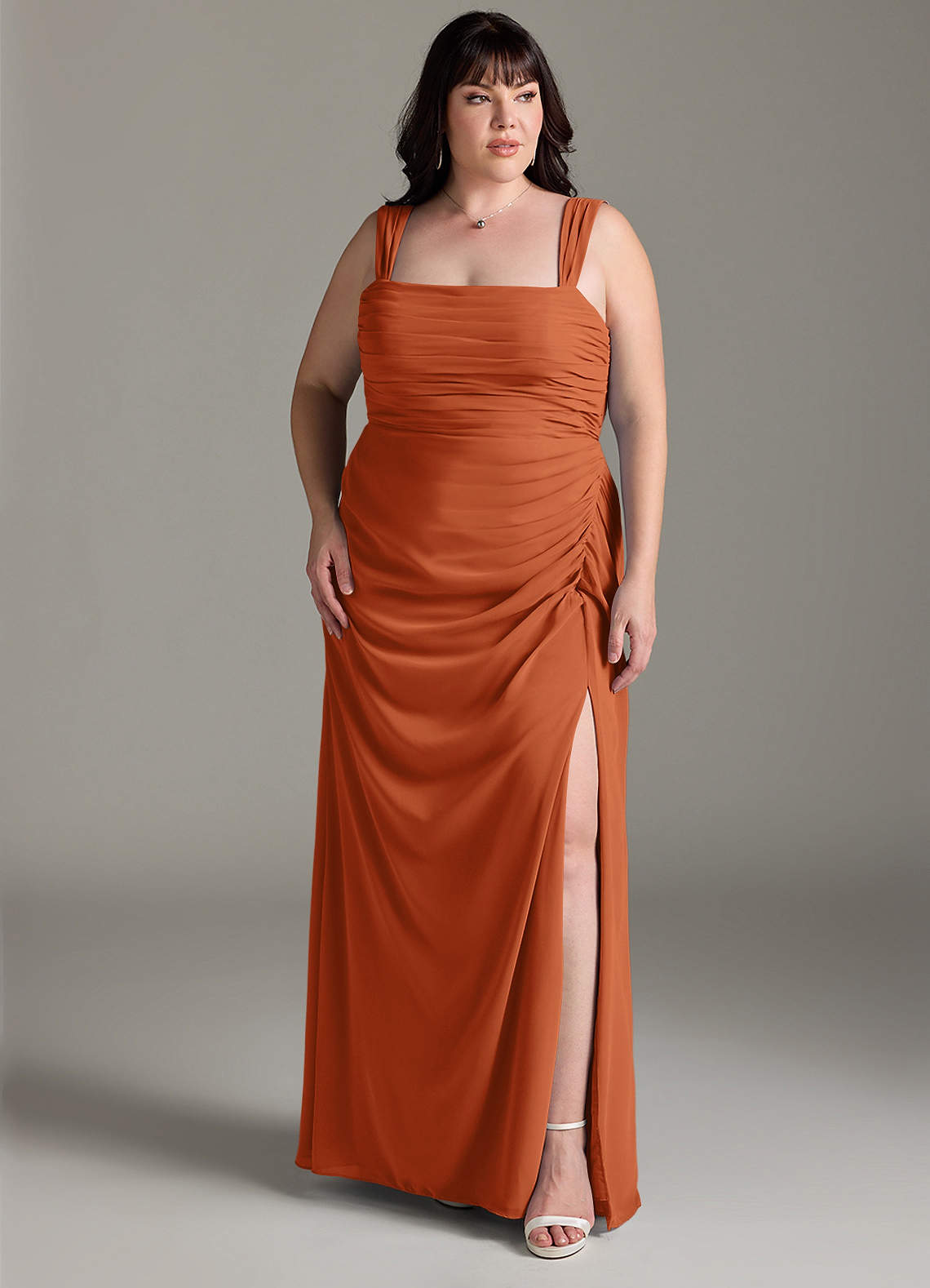 Azazie Jesaphine Bridesmaid Dresses Burnt Orange Sheath Bow Chiffon Dress image7