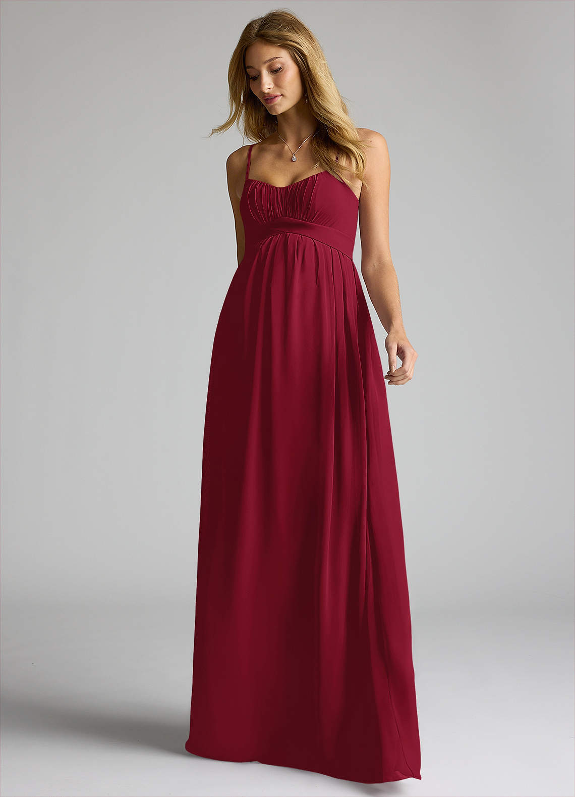 Azazie A-Line/Princess Sweetheart Floor-Length Chiffon Maternity Bridesmaid Dresses - Burgundy