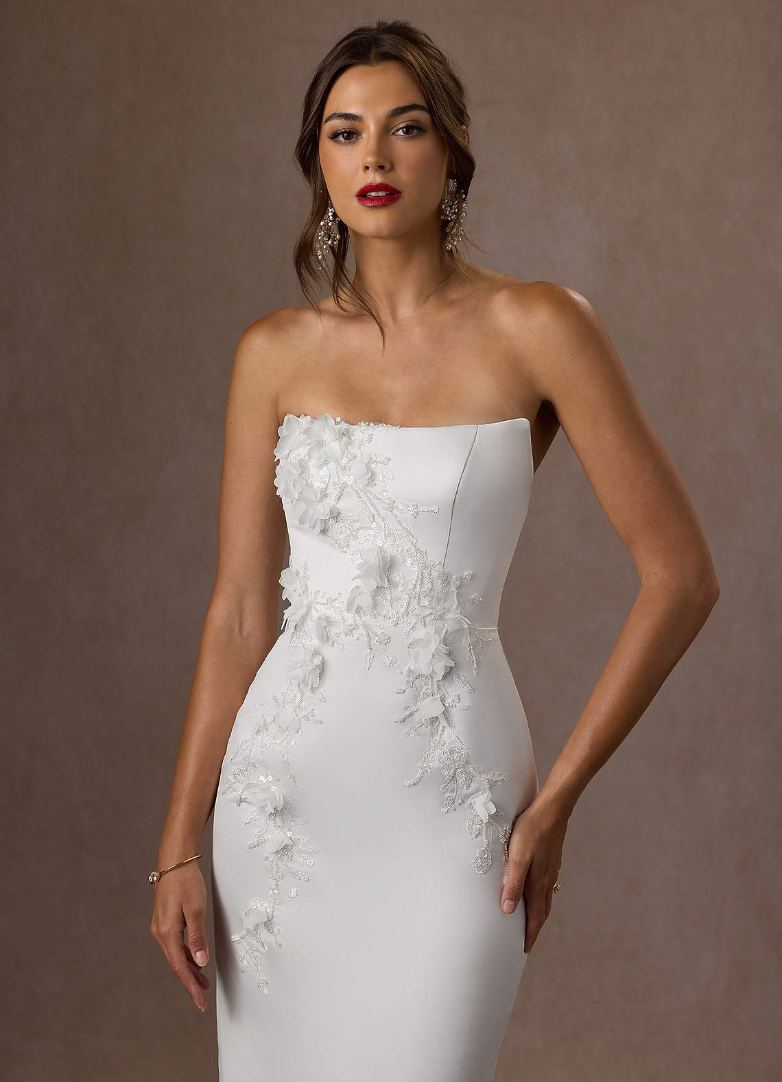 Azazie Sersi Wedding Dresses Diamond White Mermaid Strapless Matte Satin Dress image3