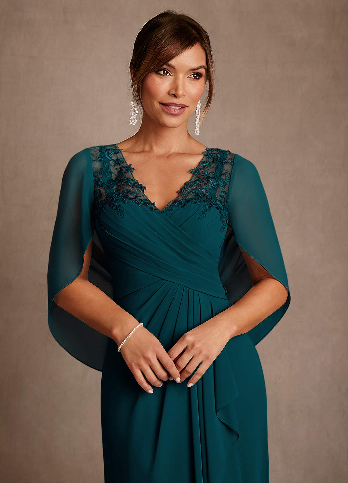 Azazie Forums Mother of the Bride Dresses Pine A-Line Lace Dress image3