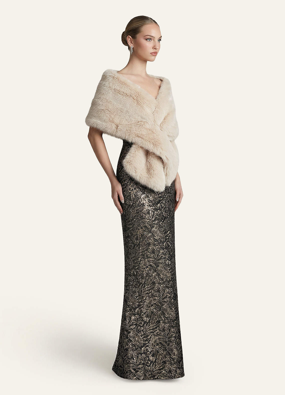 front Plush Faux Fur Wrap