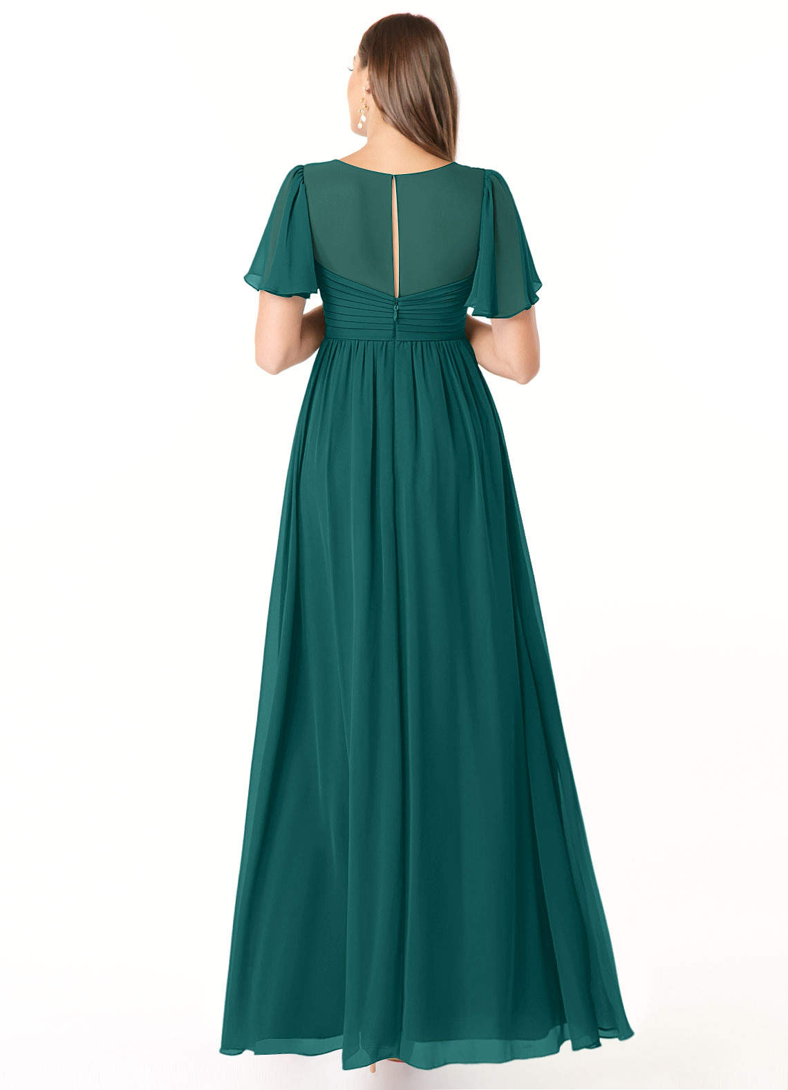 Azazie Verna Maternity Bridesmaid Dresses A-Line V-Neck Ruched Chiffon Floor-Length Dress image1