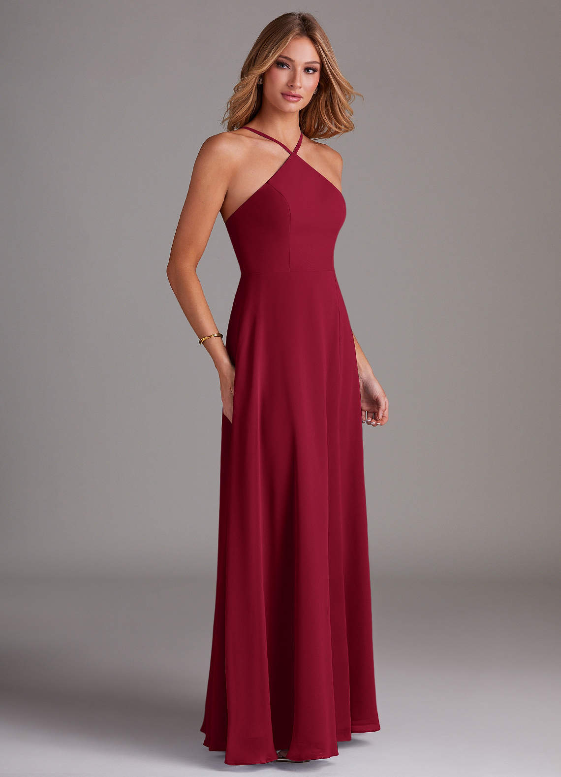chiffon burgundy bridesmaid dresses Azazie Bailey