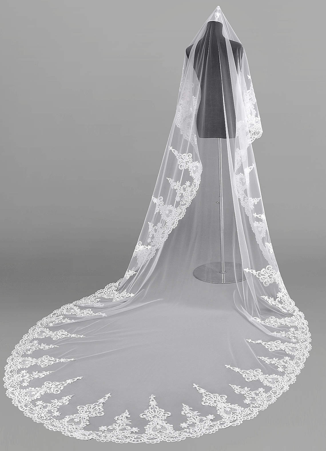 front Princess Lace Cathedral Veil With Blusher
