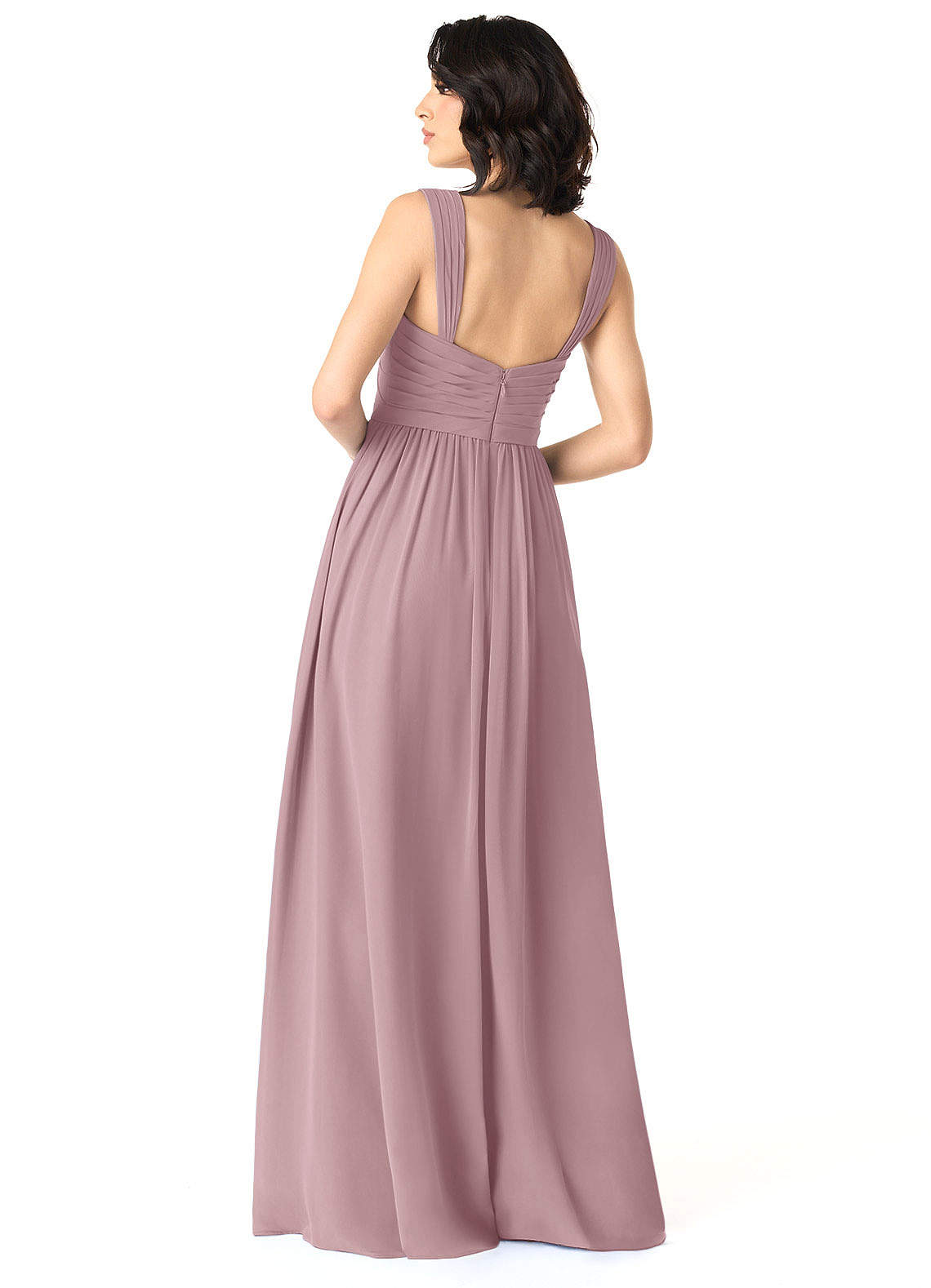 Azazie Evie Vente Finale Robe Trapèze en Mousseline de soie Encolure en Forme de Cœur Neptune image3