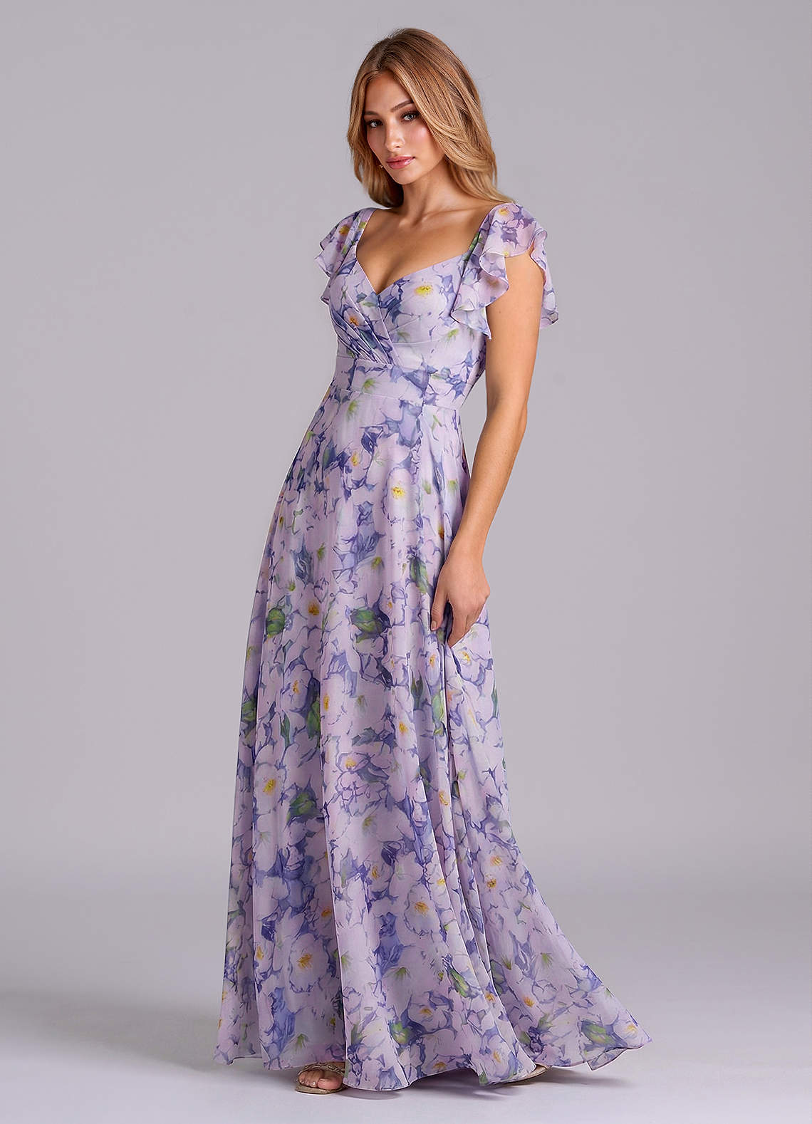 purple bridesmaid dresses floral Azazie Leilani Plus Size Women Blue grin_au_summerformal_july_2026 making it a versatile Color:Stone