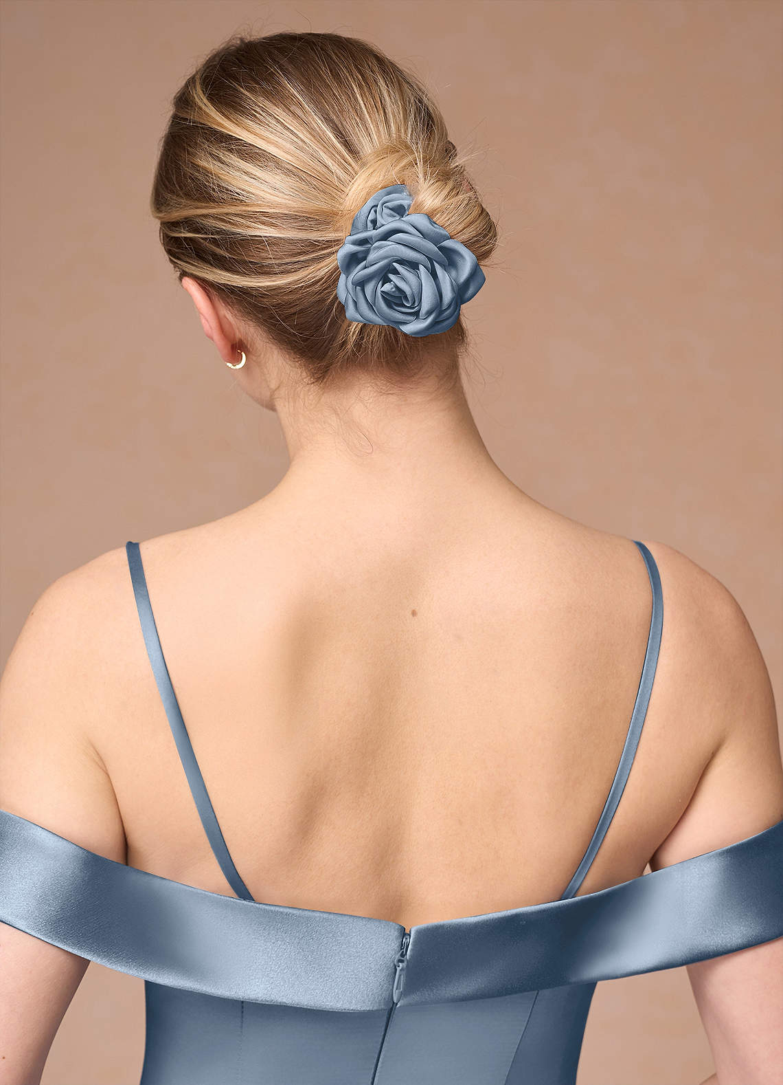 front Matching Color Matte Satin Rose Scrunchie