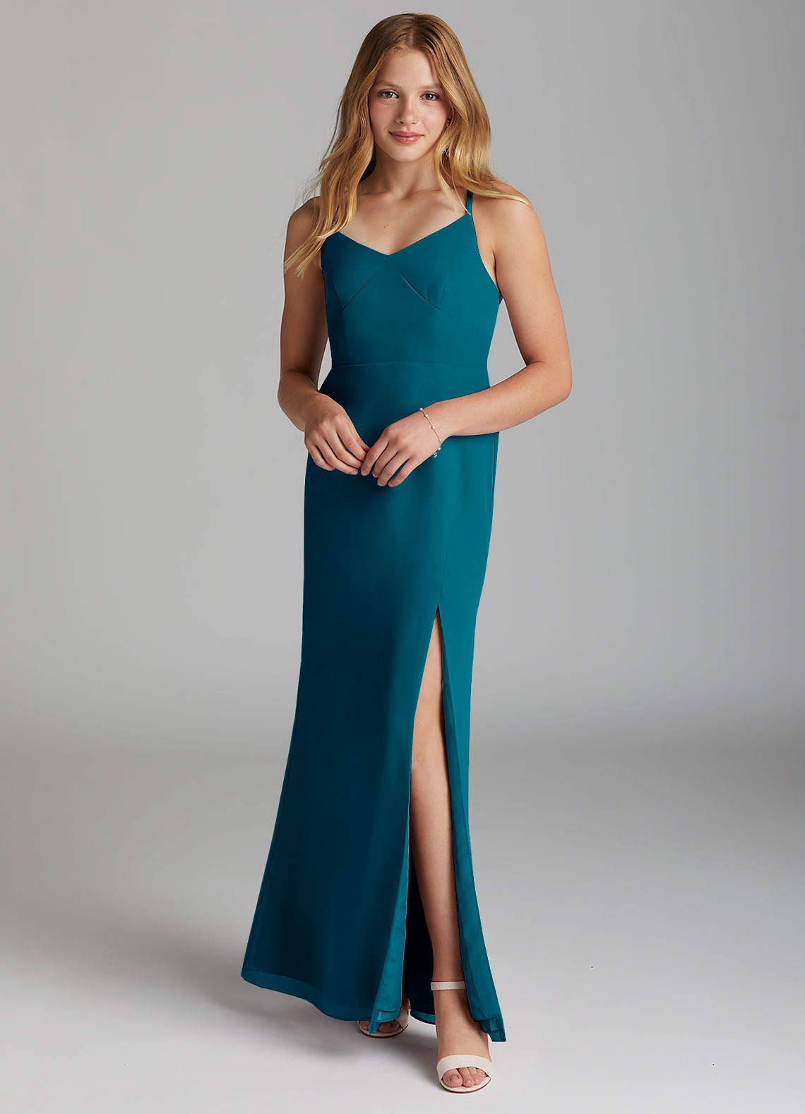 Azazie Becca Junior Meerjungfrau-Linie Chiffon Kleid Tintenblau image1