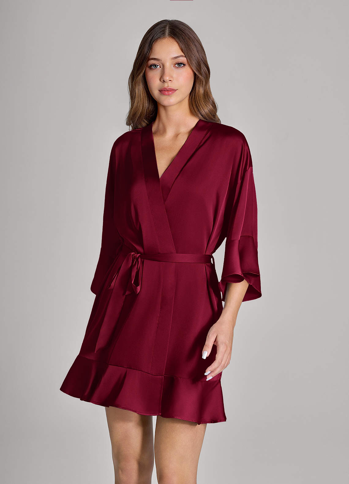 front Ruffled Satin Robe