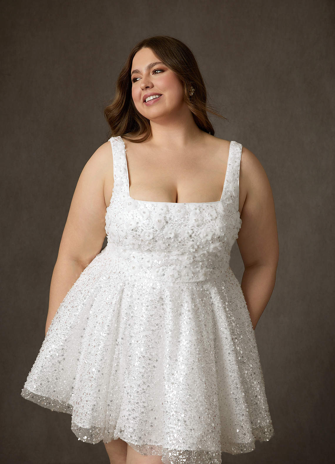 Azazie Kristi Wedding Dresses Diamond White A-Line with Pockets Beading Dress image18