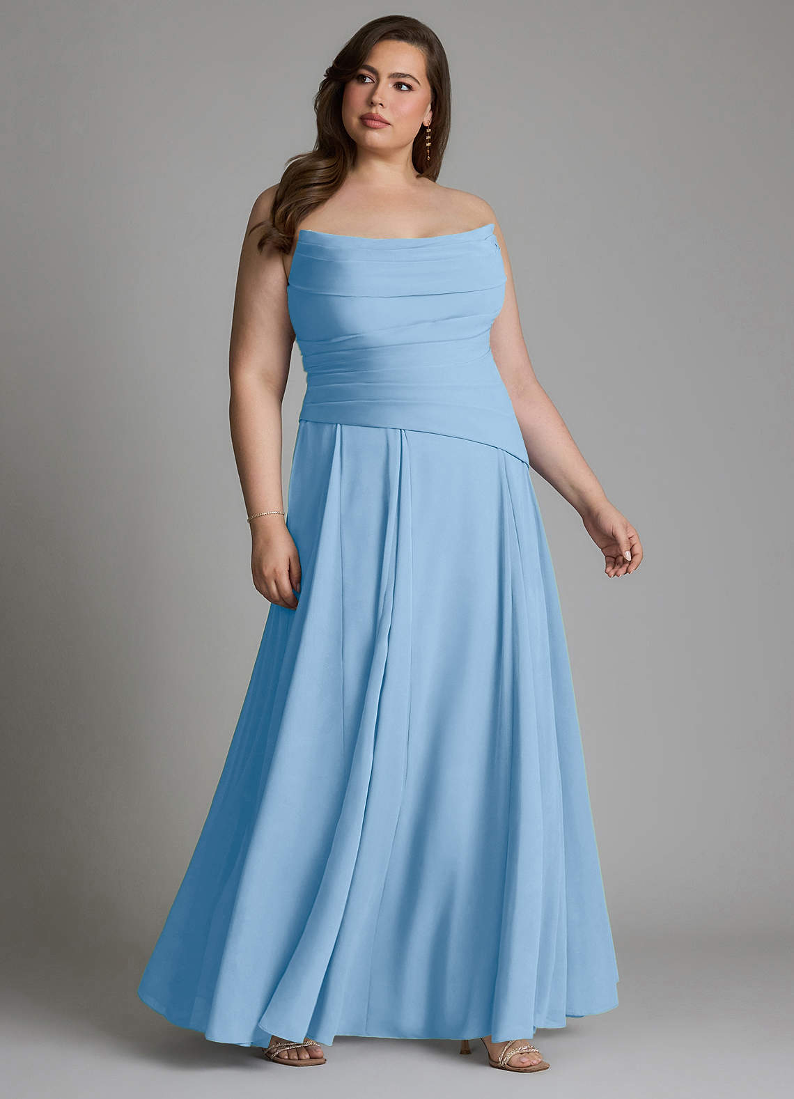Azazie Gabriela Bridesmaid Dresses Powder Blue A-Line Corset Chiffon Dress image15