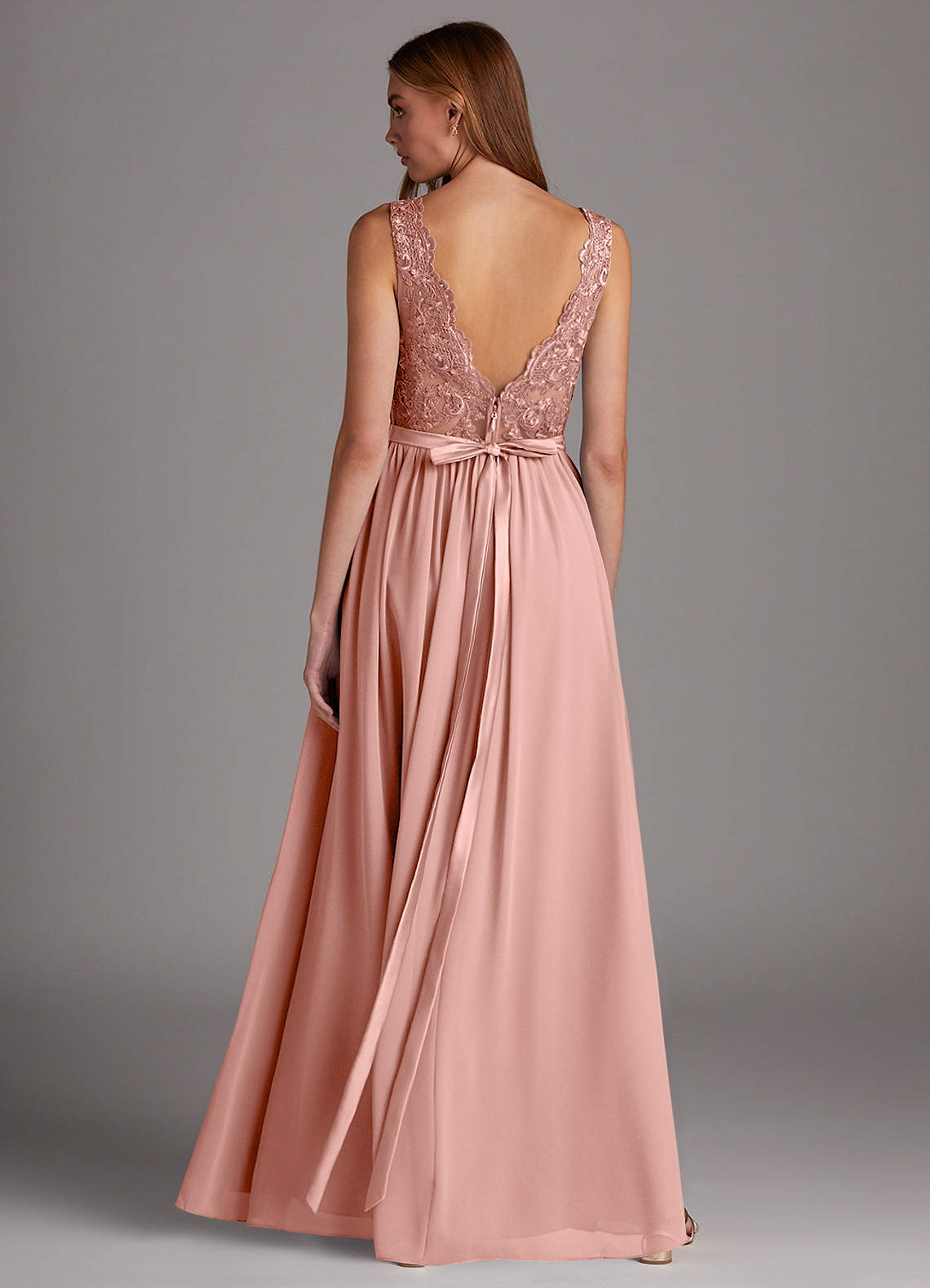 chinese dress ladies Peach Lace Chiffon A-Line Formal Evening Dresses Beaded Long Prom Dresses