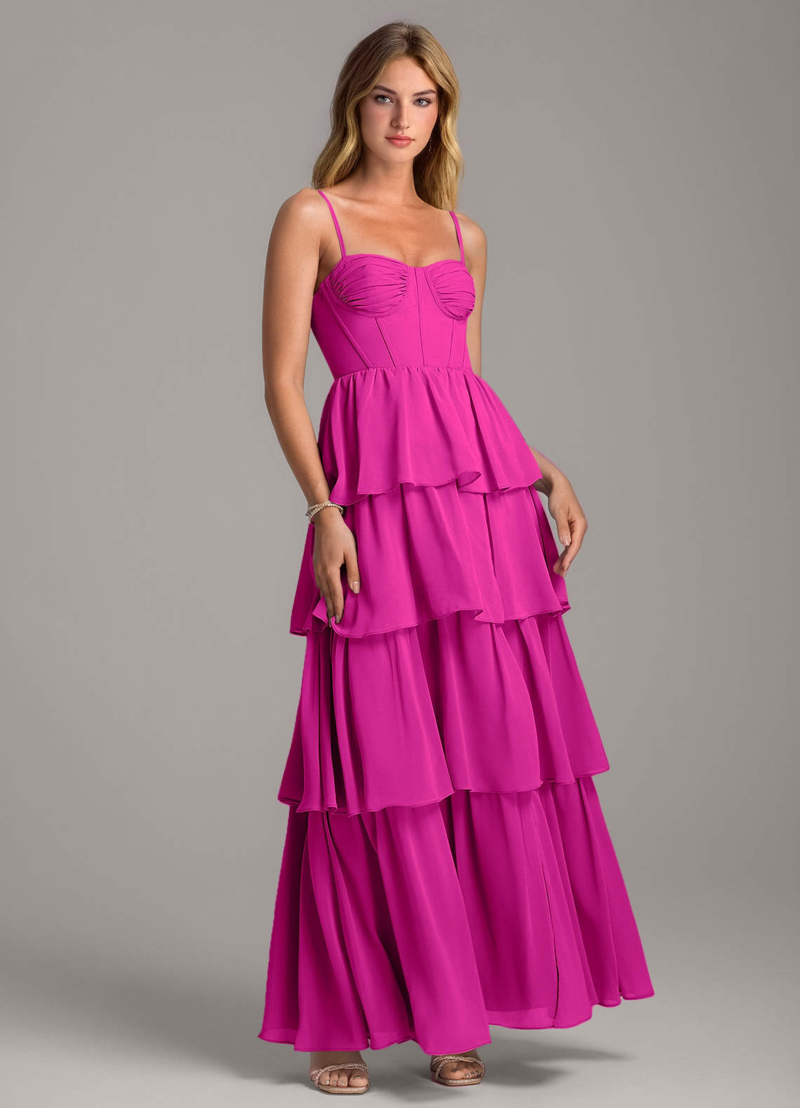 princess polly baby blue dress Six Stories Bridesmaid one shoulder satin maxi dress in fuchsia pink