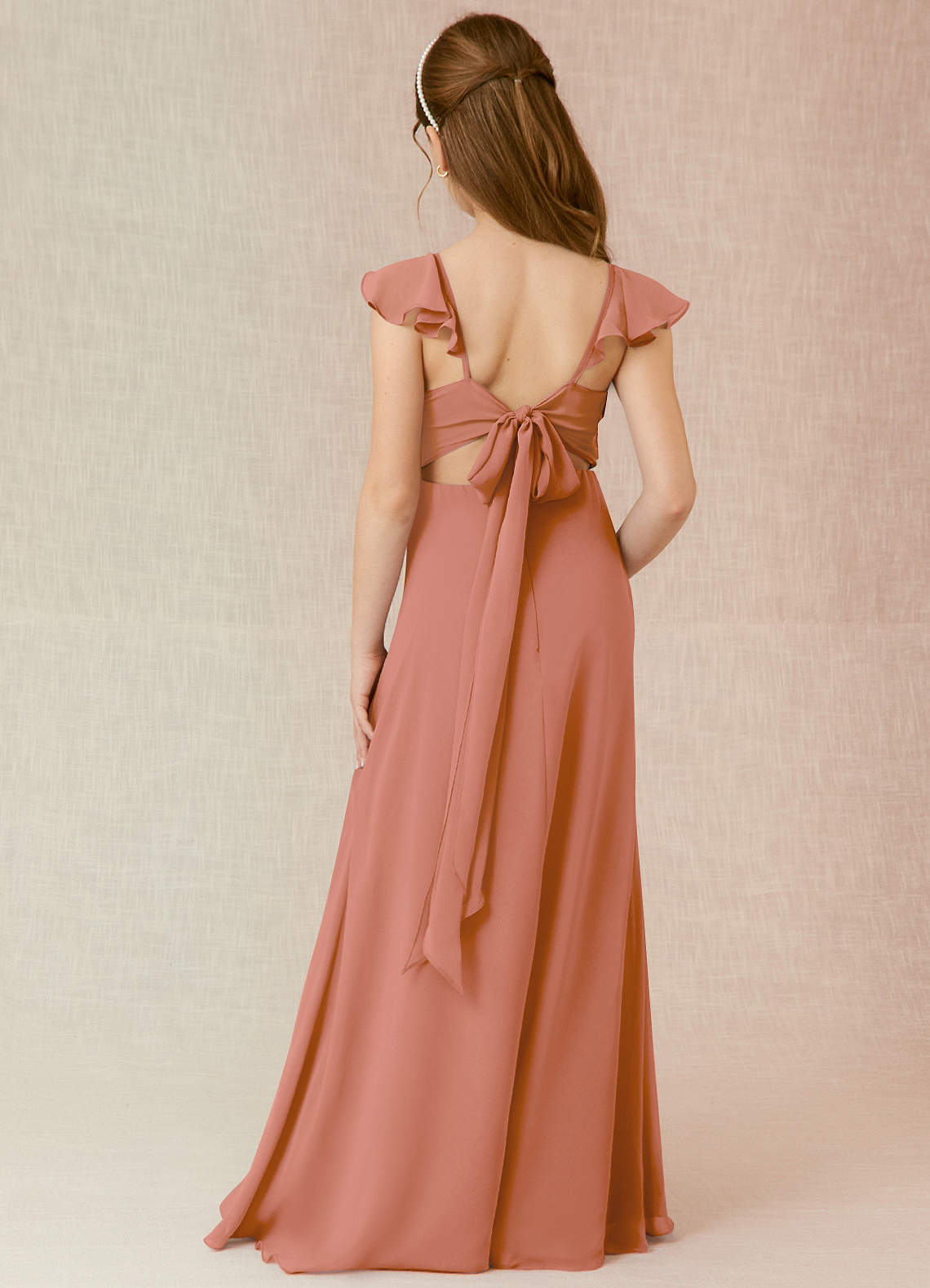 Azazie Everett Junior A-Linie Chiffon Kleid Mai Tai image1