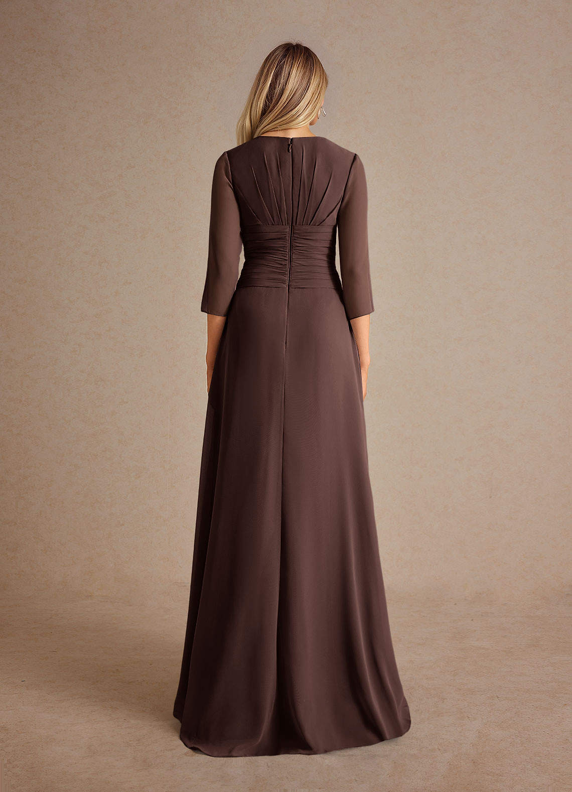 Azazie Mayfield Mother of the Bride Dresses Ganache A-Line Pleated Chiffon Dress image2