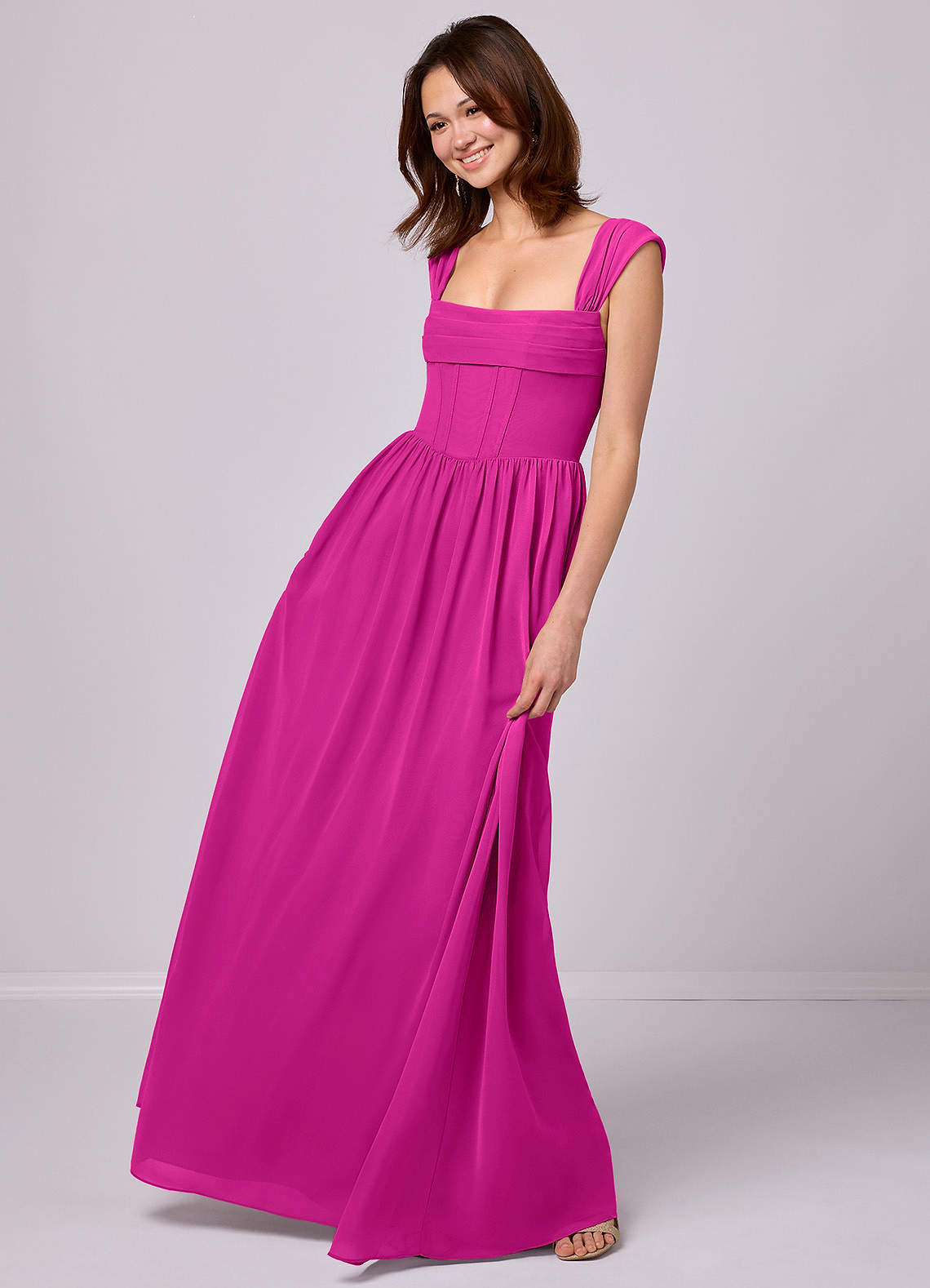Barbie ♥ Azazie Bridesmaid Dresses Fuchsia A-Line Corset Chiffon Dress image1