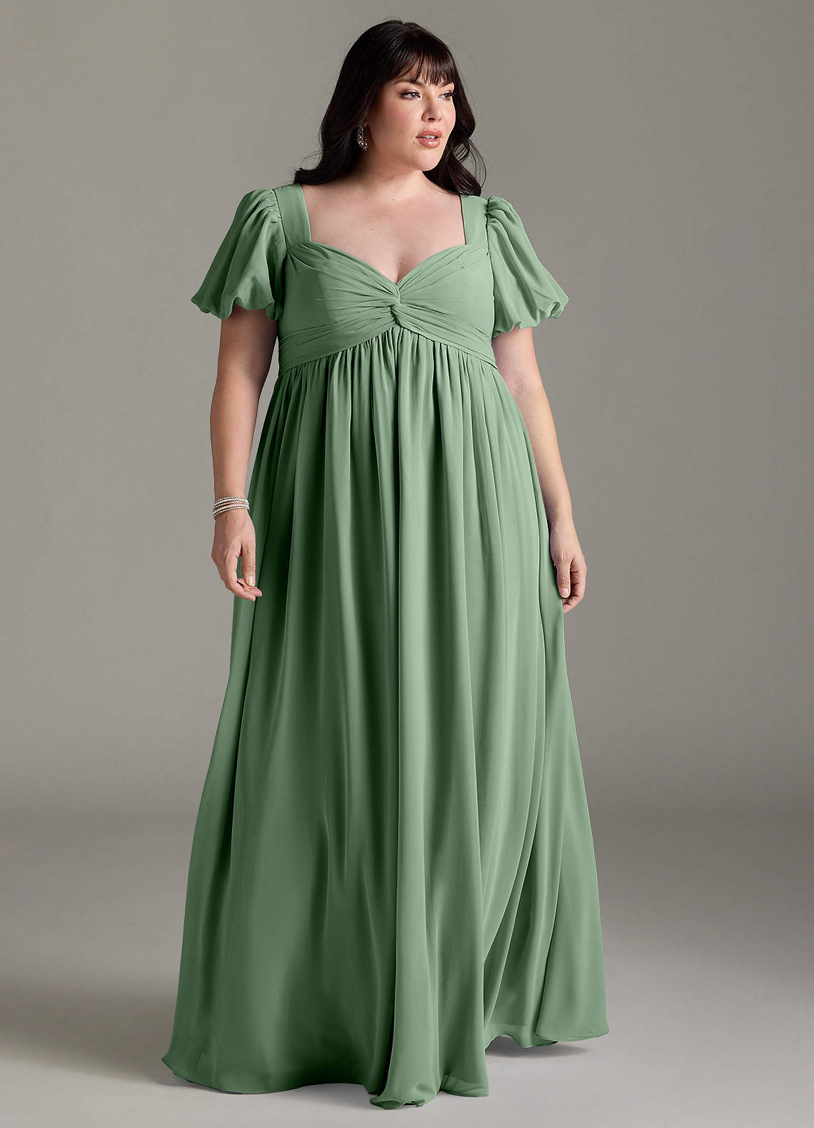 Azazie Madisynn Maternity Bridesmaid Dresses Bow Chiffon Floor-Length Dress image1