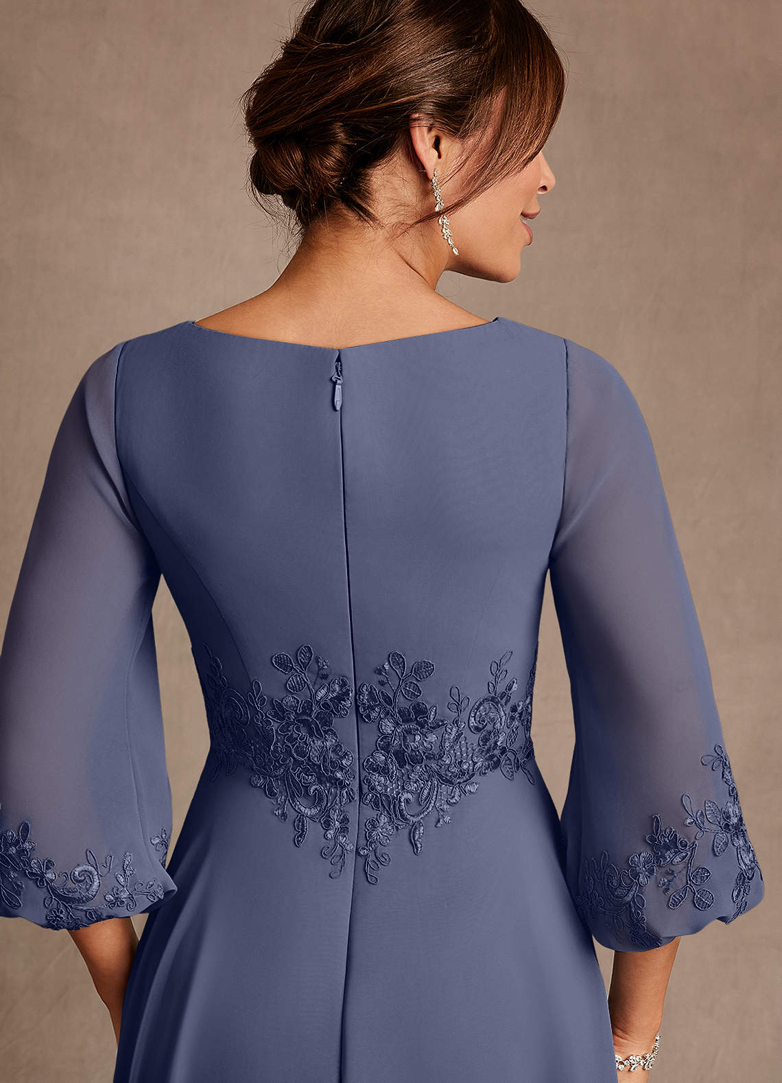 Azazie Ana Vestidos para mãe da noiva Vestido Tormentoso de Chiffon de Linha A com Renda image5