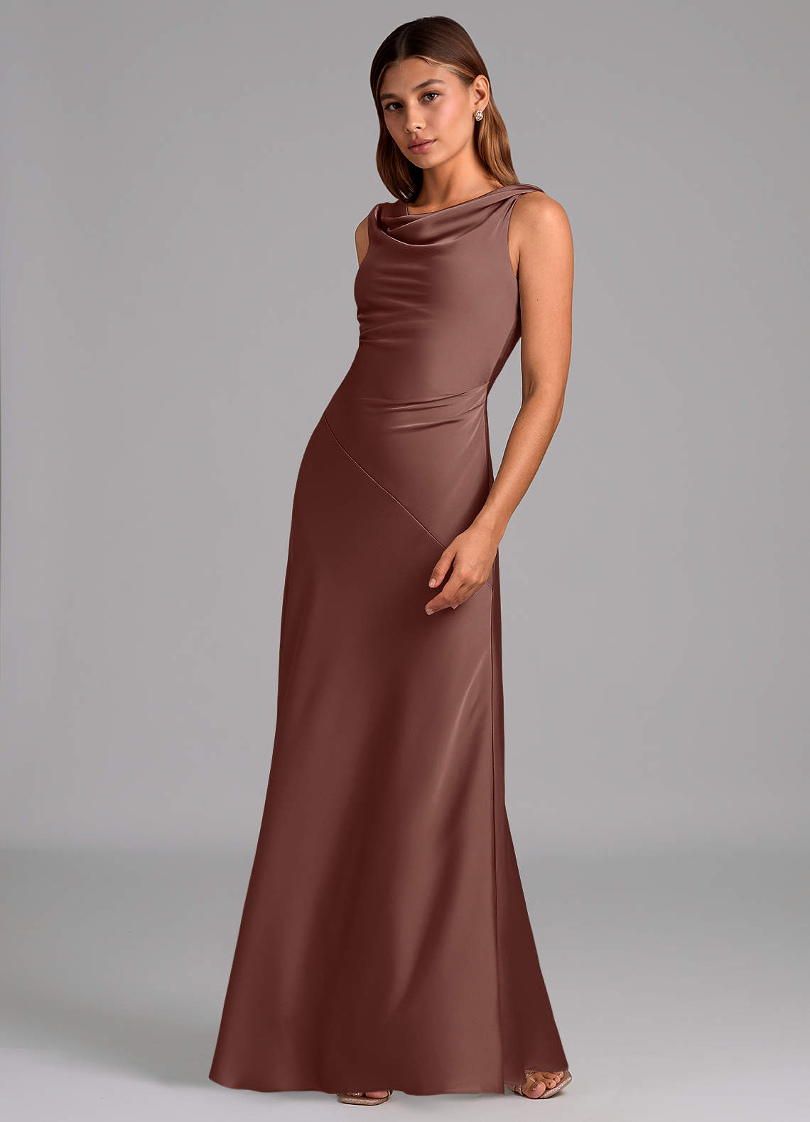 green emerald velvet dress Lady Black Tie - Beatrice Gown - A-Line Dress with Draped Cowl Back main image 1