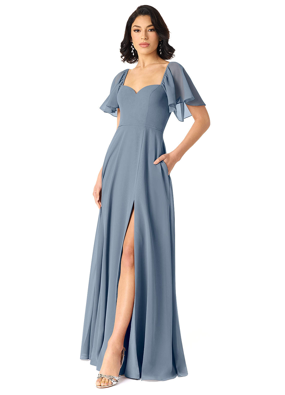 Azazie A-Line Sweetheart Floor-Length Chiffon Bridesmaid Dresses - Twilight
