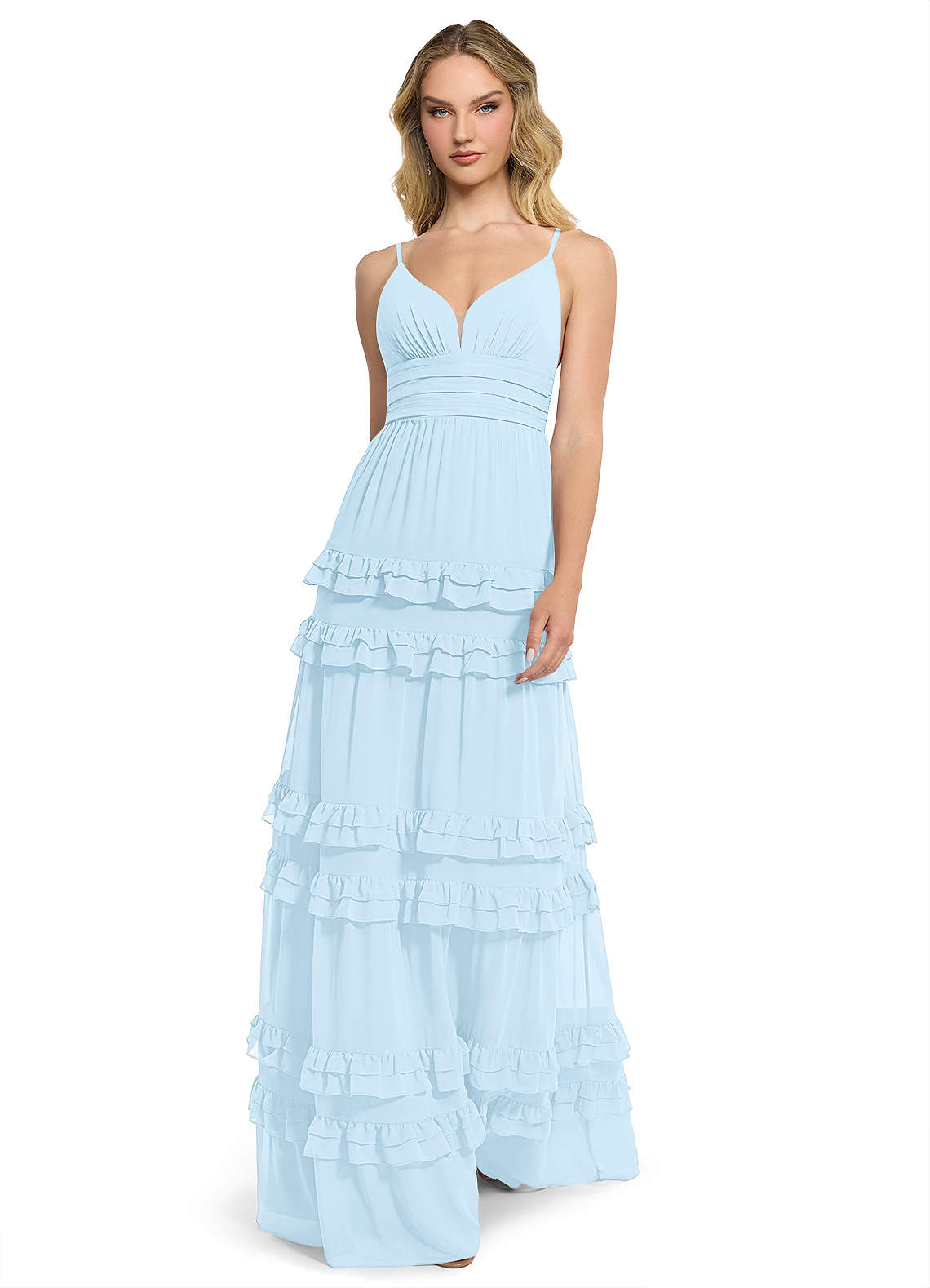 Azazie Rachel Bridesmaid Dresses Sky Blue A-Line Chiffon Dress image1