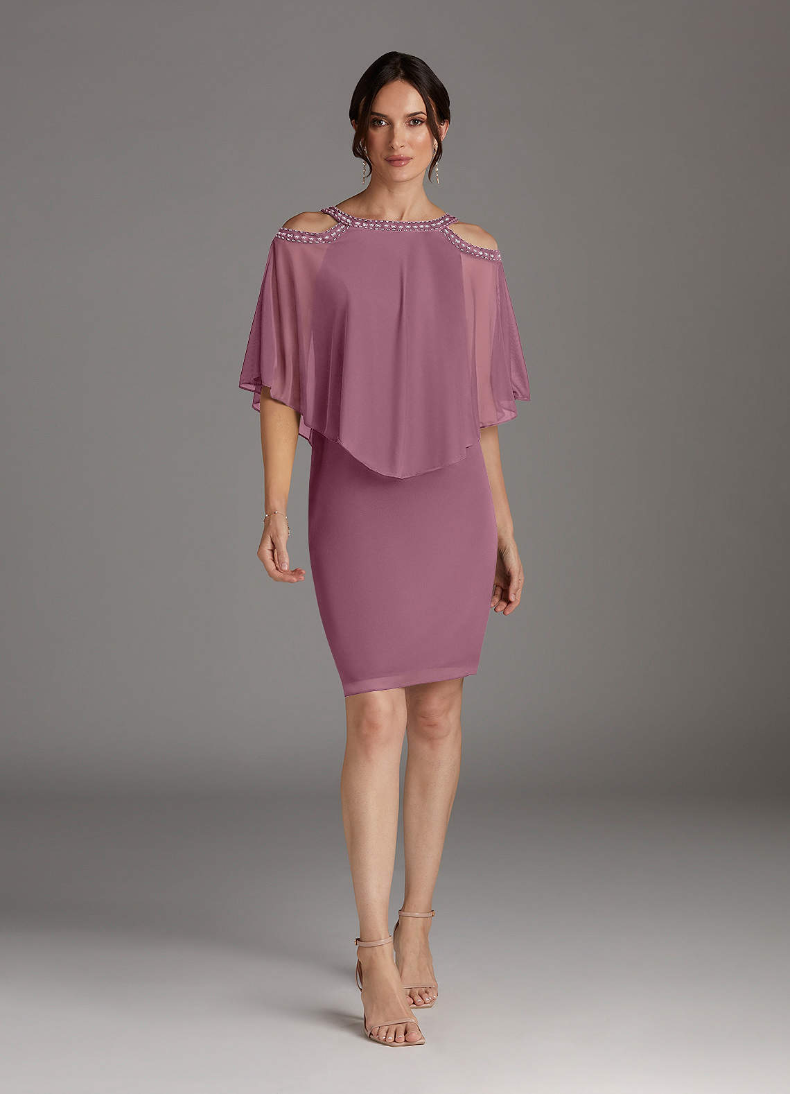 Azazie Junibee Mother of the Bride Dresses Vintage Mauve Sheath Sequins Mesh Dress image1