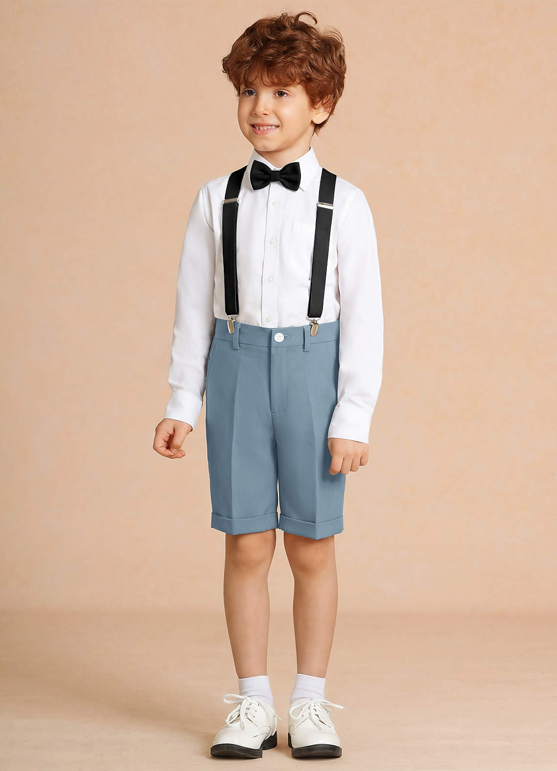 front Oliver Light Blue Boy Shorts Suit 4-Piece Set