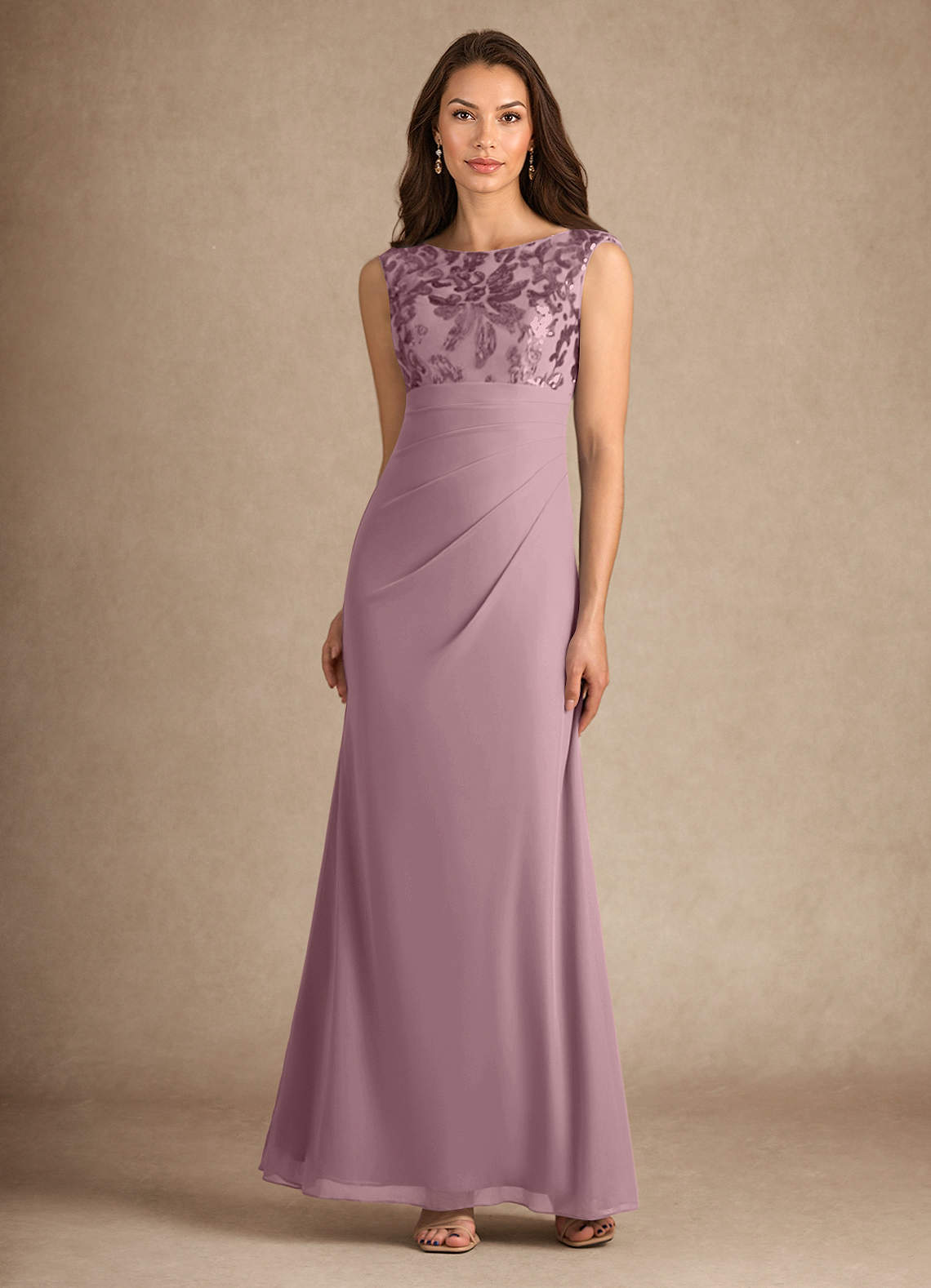 Azazie Henderson Abiti per la Madre della Sposa Abito A-Line in Paillettes/Lustrini Rosa Polverosa image1