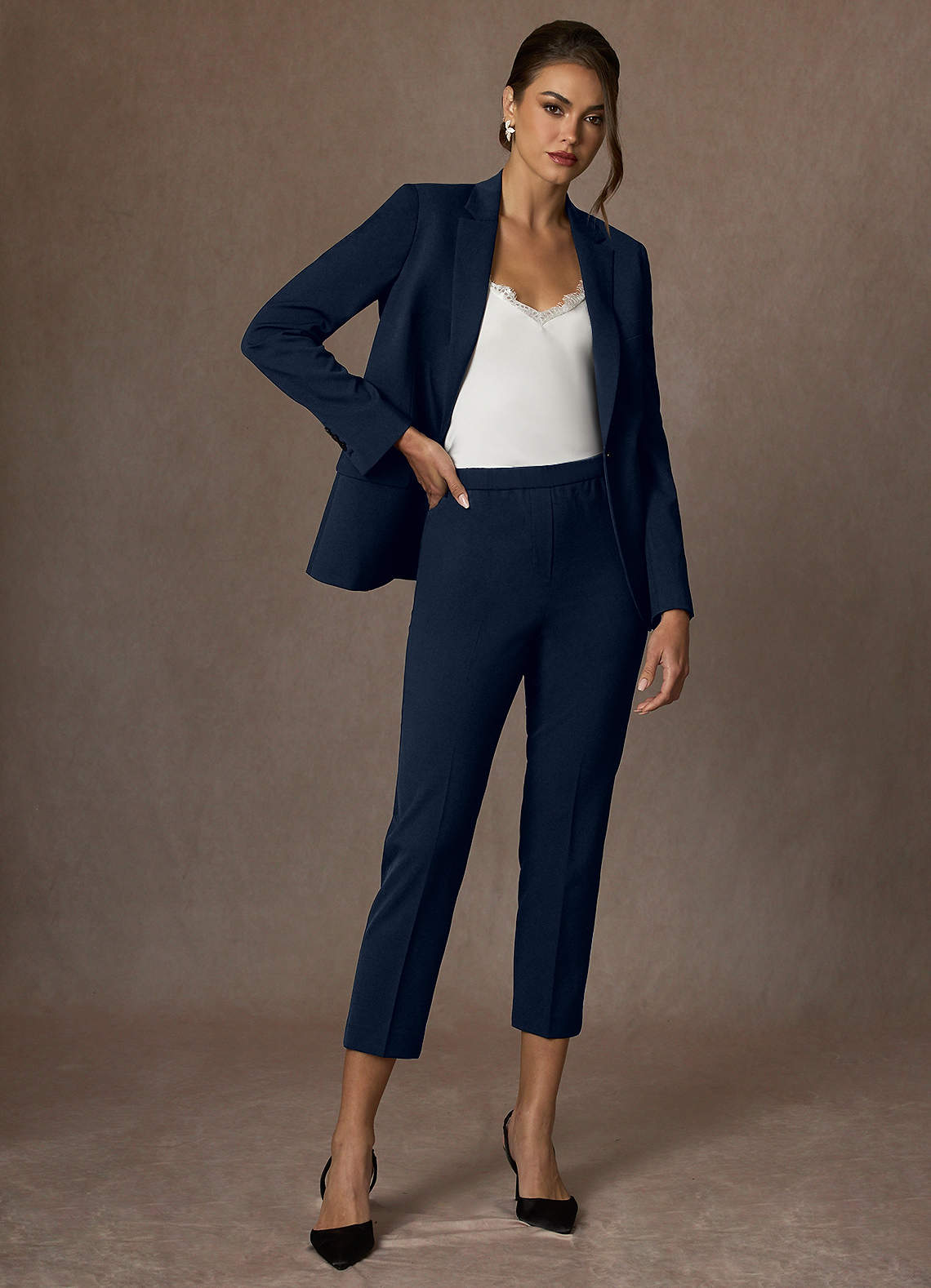 front Kennedy Dark Navy Structured Stretch Dress Pants