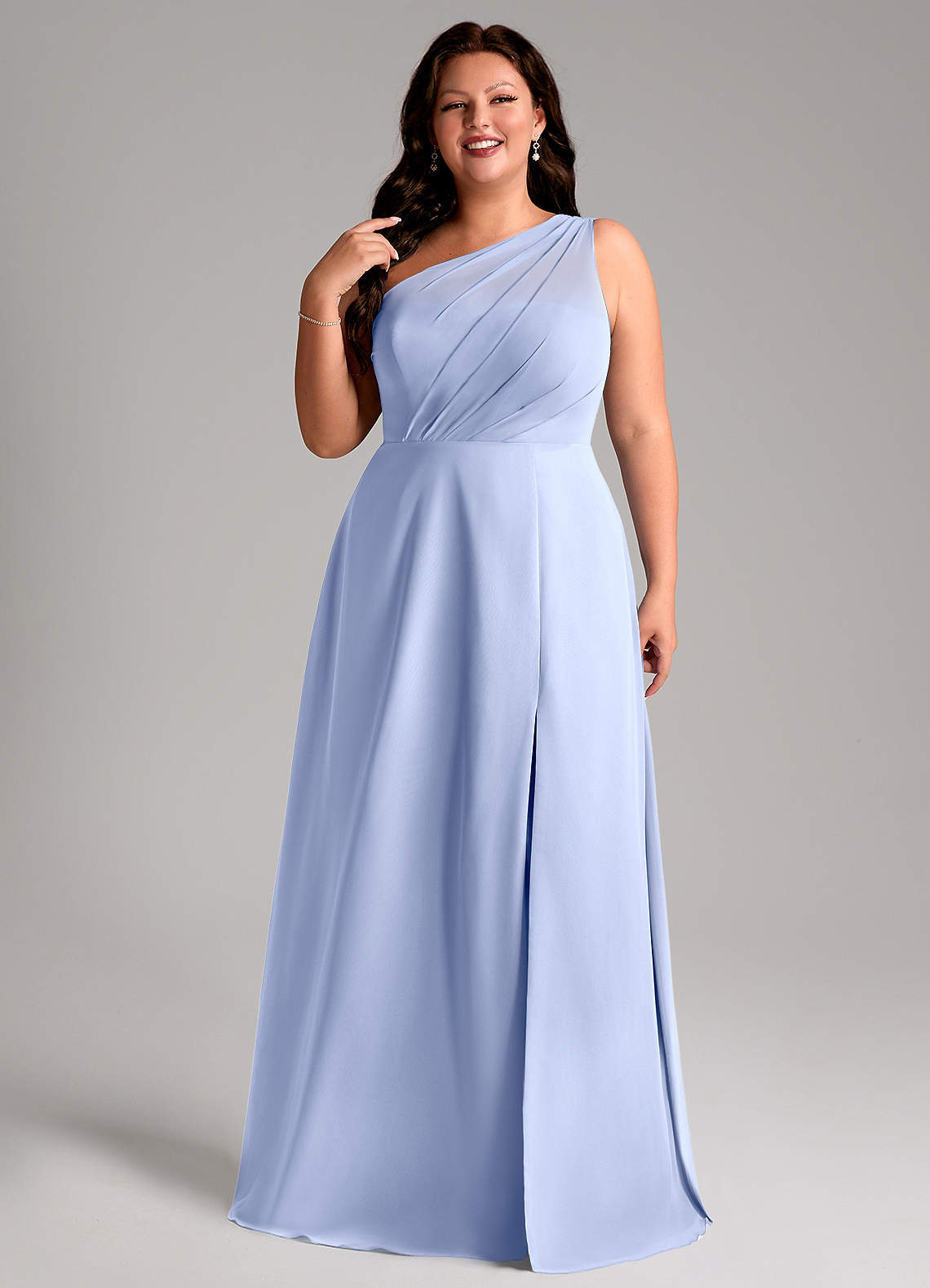 Azazie Phaedra Vestidos de madrinha de casamento Vestido Gelo de Chiffon de Linha A com Um ombro image12