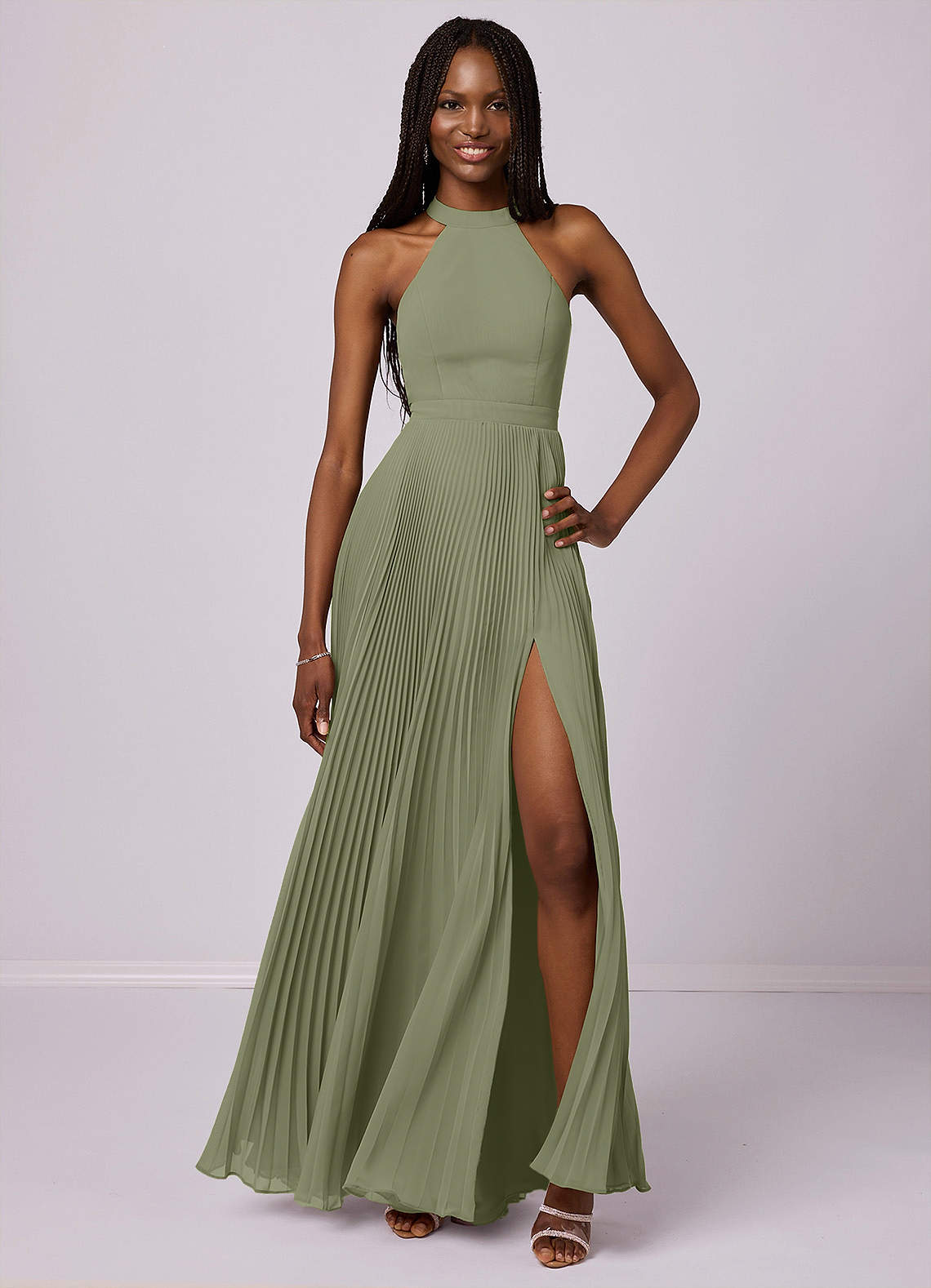 Barbie ♥ Azazie Bridesmaid Dresses Pistachio A-Line Pleated Chiffon Dress image1